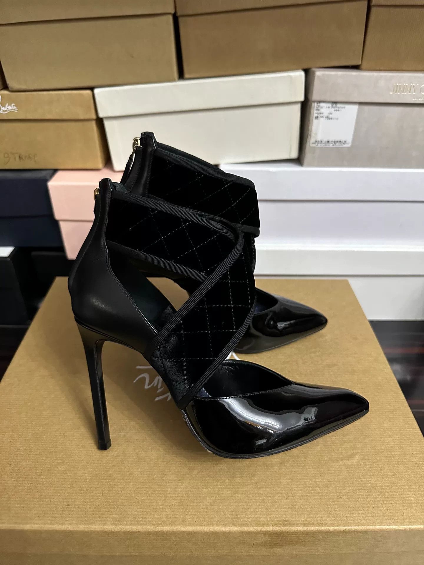 Lanvin Lanvin Runway Black Patent Leather Heels Size US 7 / IT 37 - 1 Thumbnail