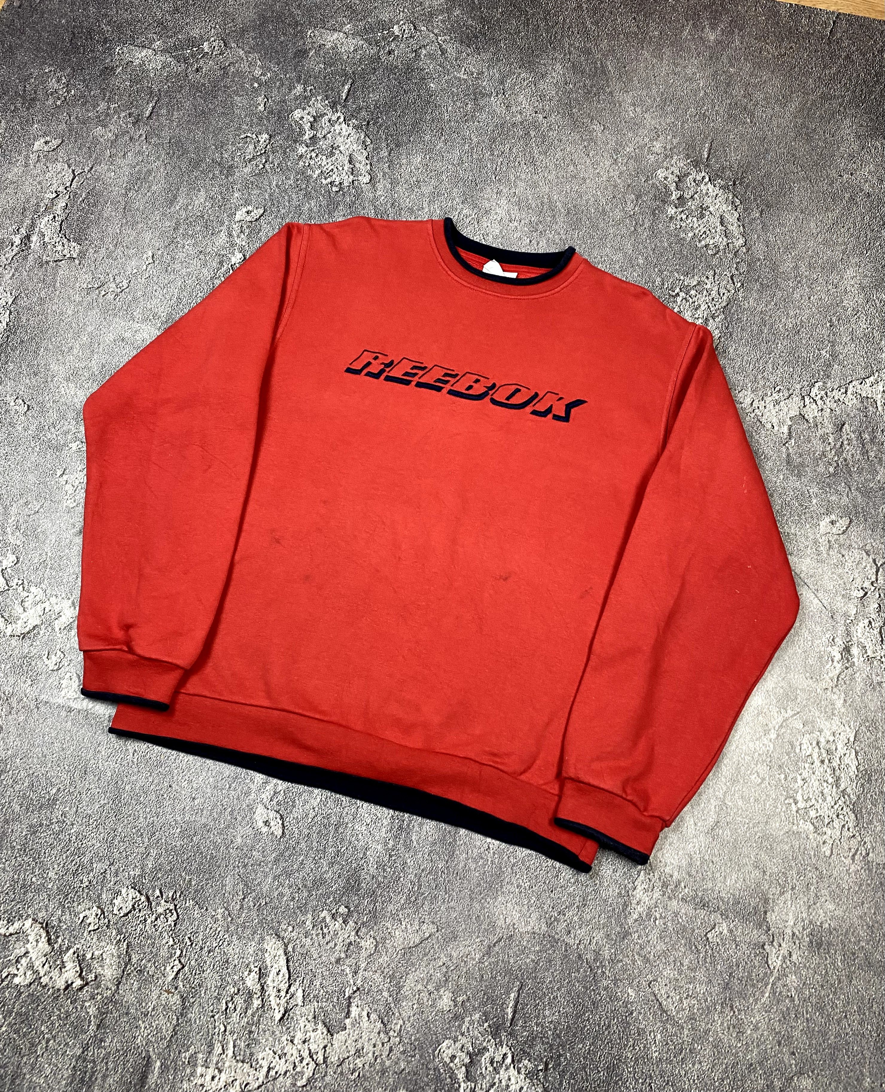 Reebok × Vintage Vintage 90s Reebok Orange Sweatshirt Retro Sportwear Size US L / EU 52-54 / 3 - 2 Thumbnail