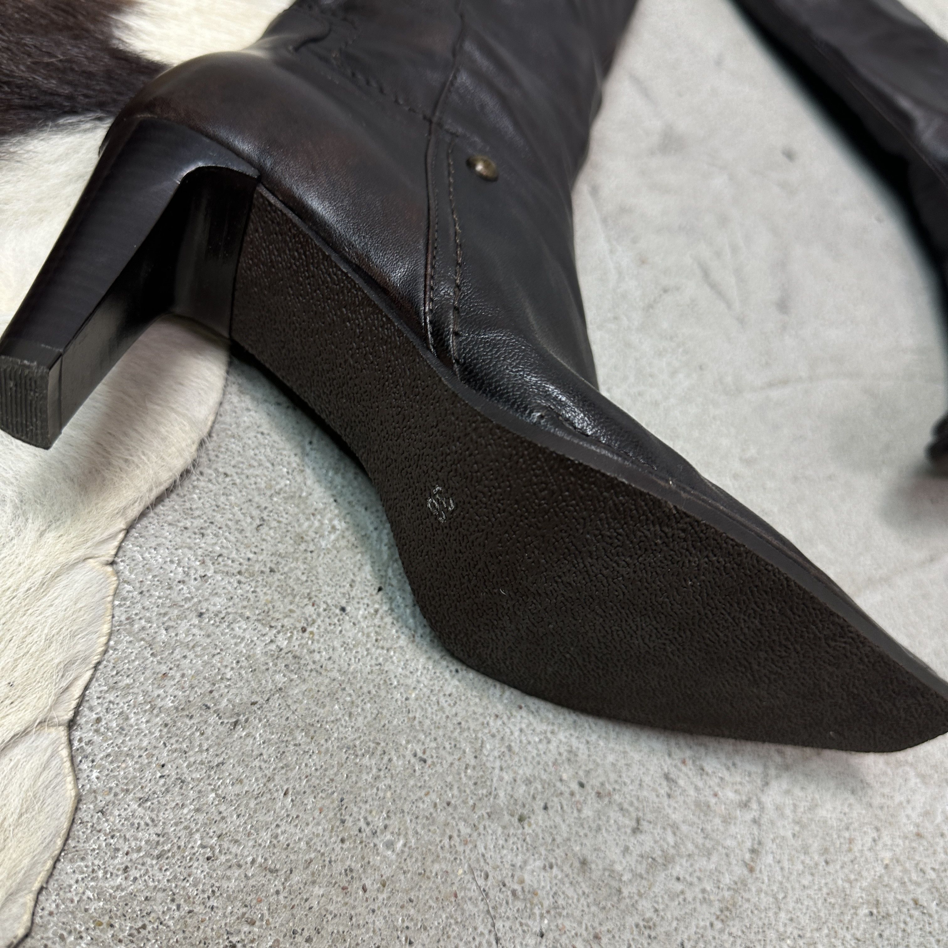 Vintage Vintage Leather Pointy Buckled Chocolate Brown Boots Y2K Size US 6 / IT 36 - 6 Thumbnail
