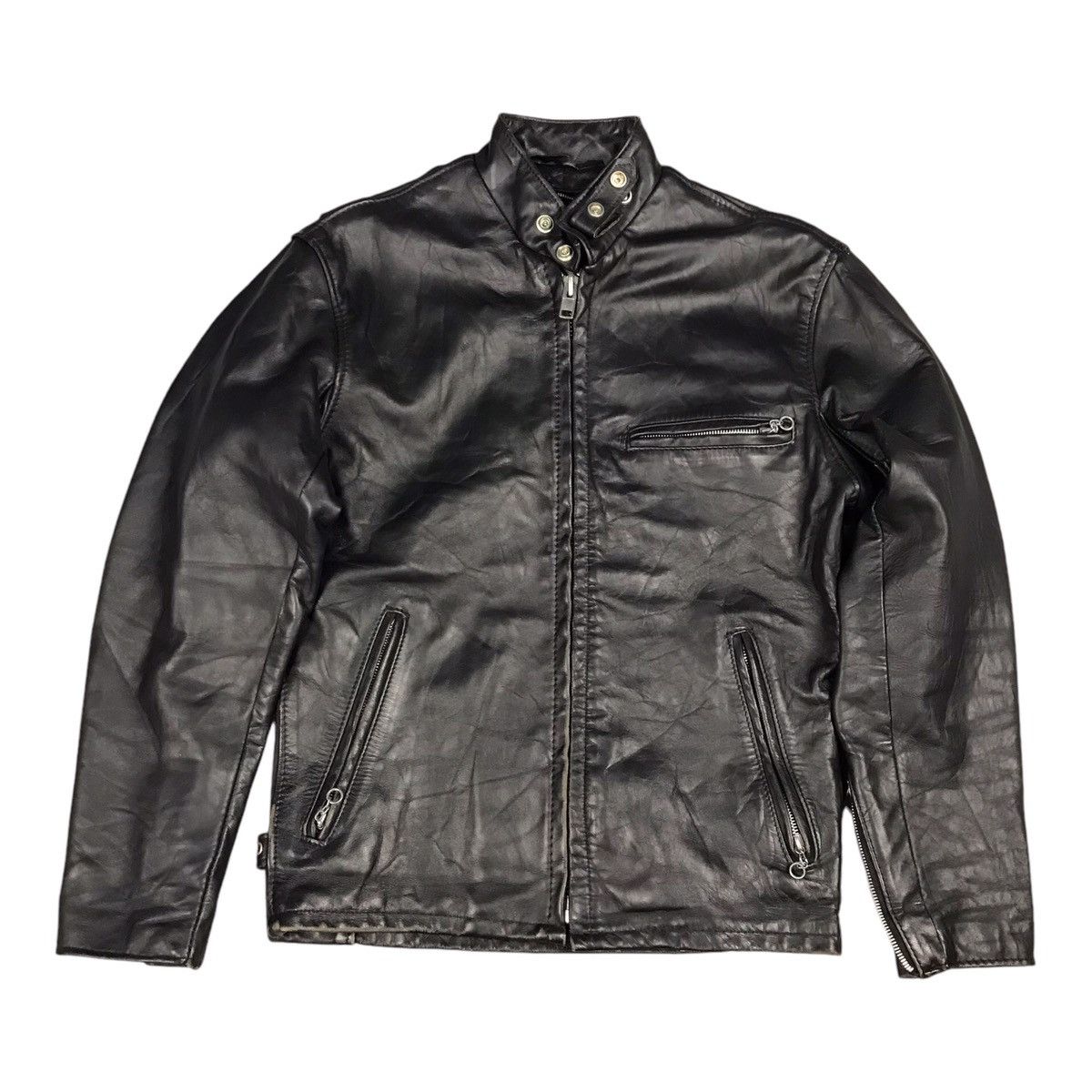 Schott Schott Leather Fireman Clasp Black Jacket Size L
