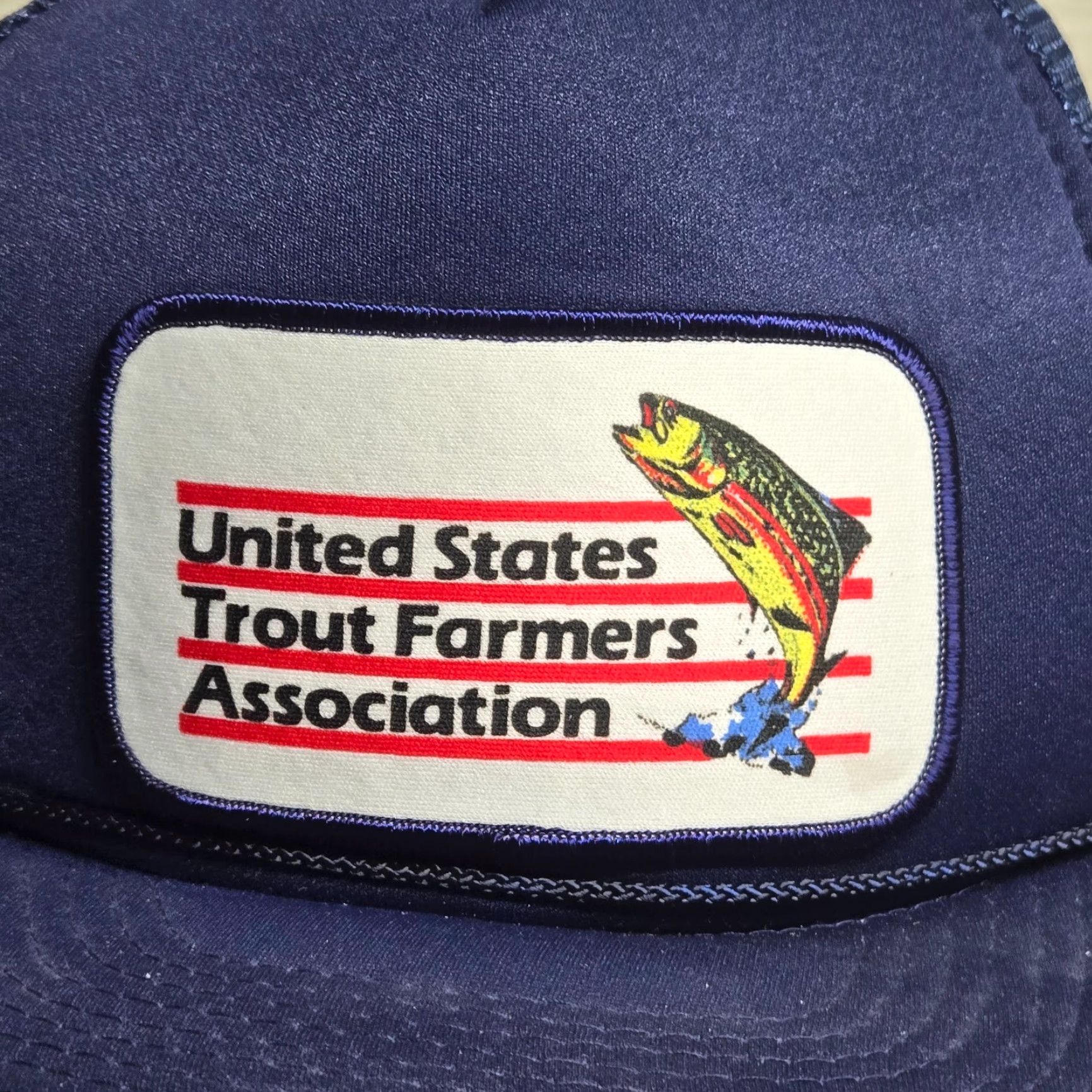 Vintage VINTAGE United States Trout Farmers Association Patch Logo Baseball Hat One Size Blue Cotton Canvas Adjustable Embroidered Patch Men Hat Size ONE SIZE - 2 Thumbnail