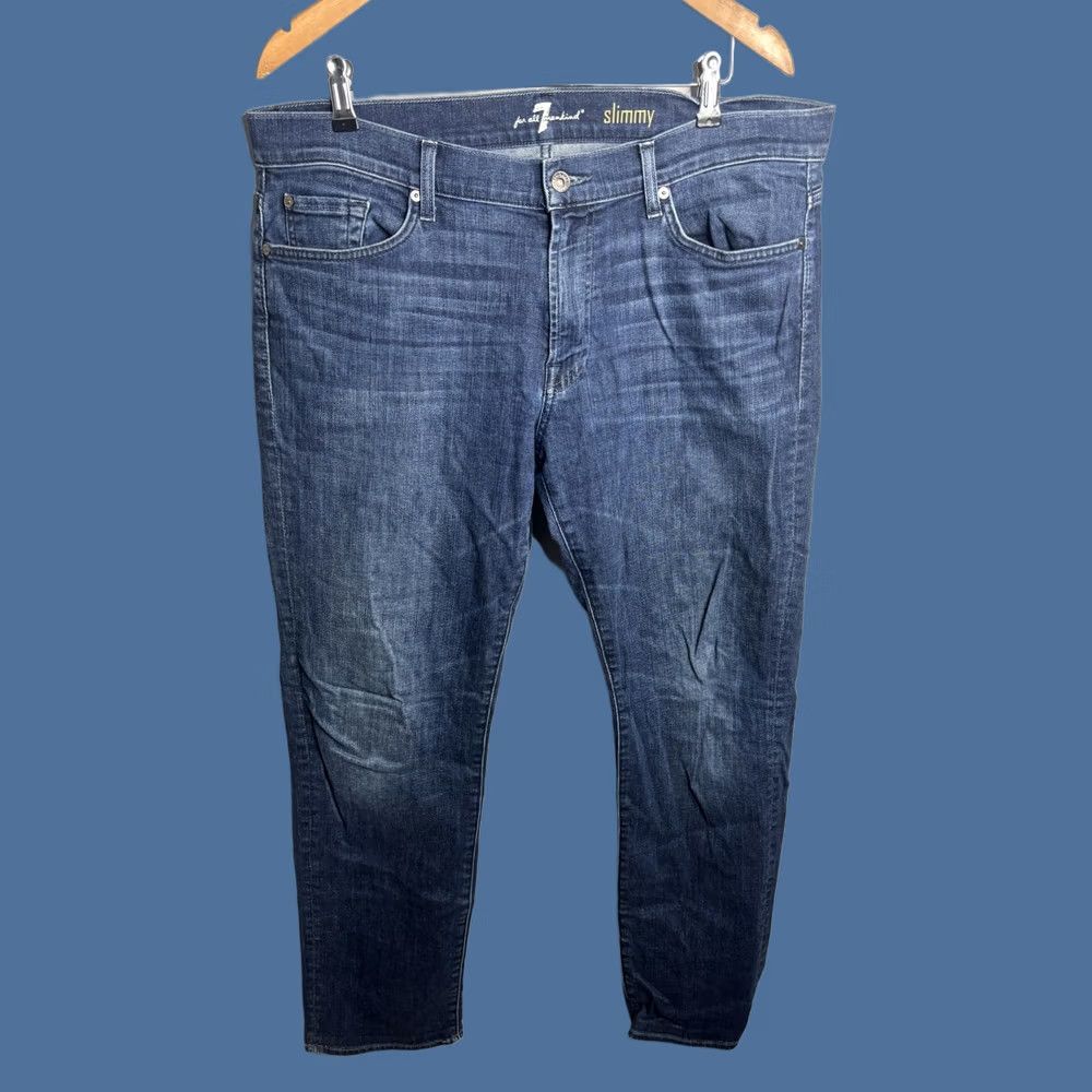 7 For All Mankind 7 For All Mankind Slimmy Jeans Mens Blue Denim Size 36 Wash Medium Slim Straight Pockets Logo Back Pocket Size US 36 / EU 52 - 1 Thumbnail