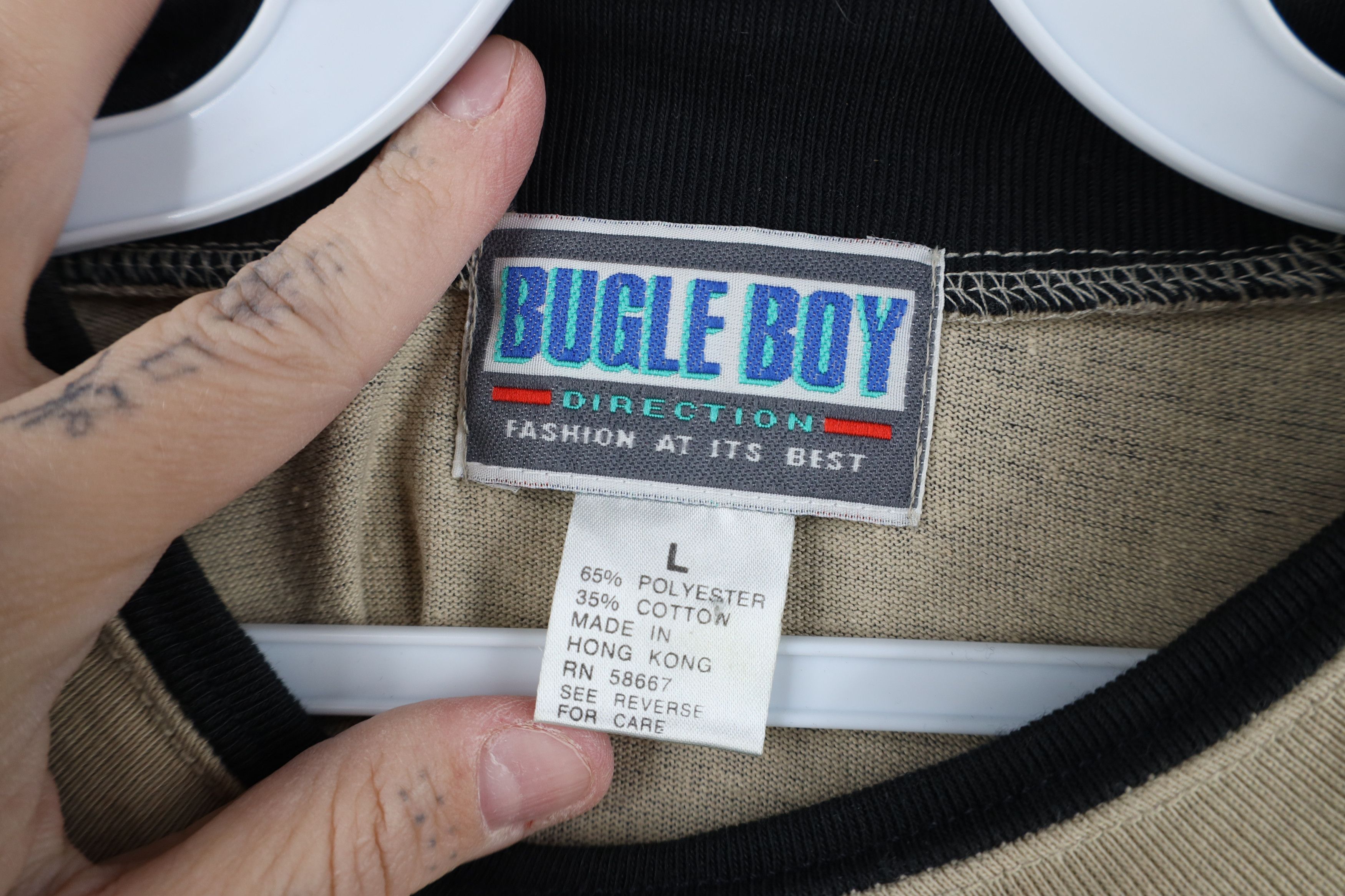 Vintage Vintage 90s Bugle Boy Striped Baggy Fit 3/4 Sleeve T-Shirt Size US L / EU 52-54 / 3 - 9 Thumbnail