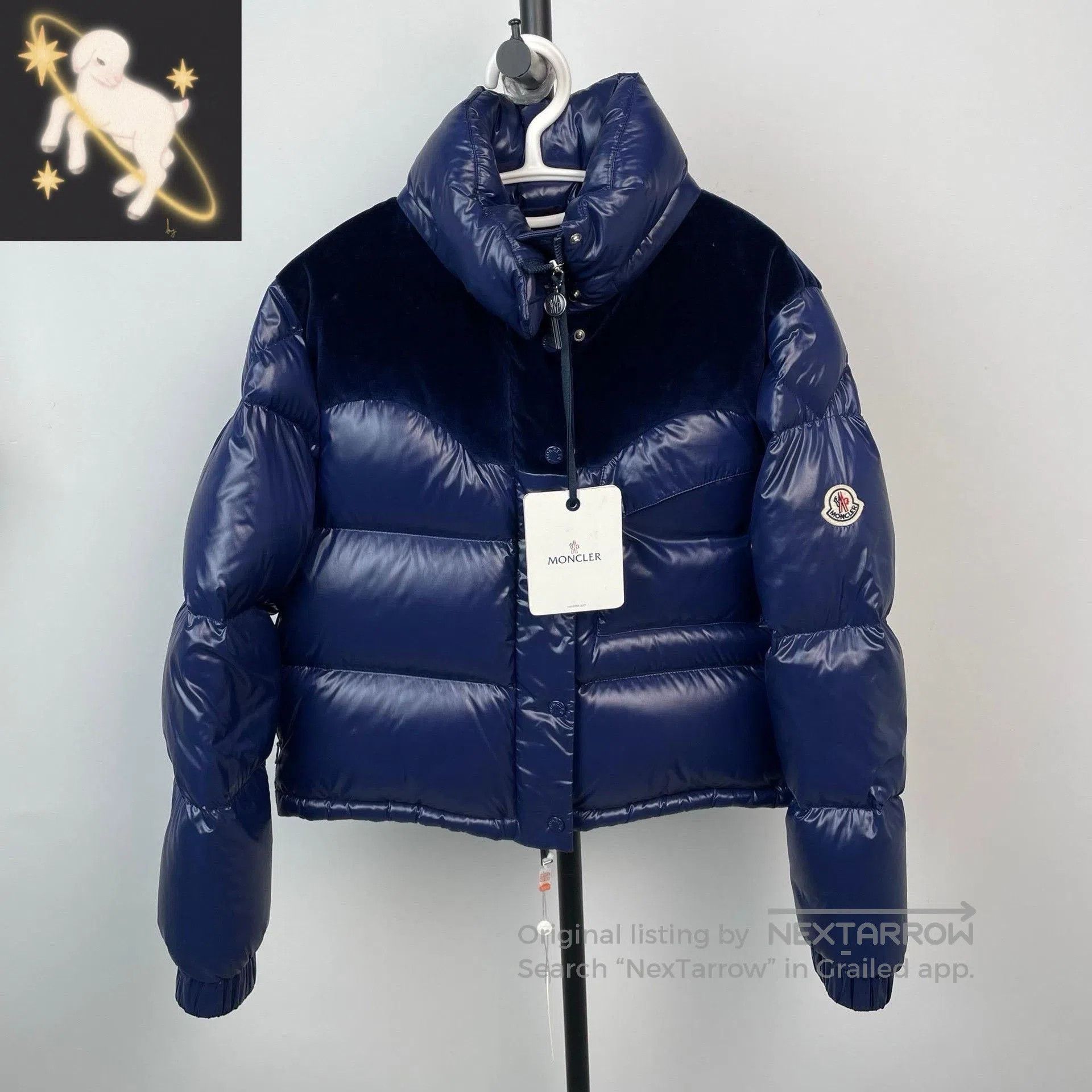 Moncler Moncler Narmada Blue Velvet Puffer Jacket. Size M / US 6-8 / IT 42-44 - 1 Thumbnail