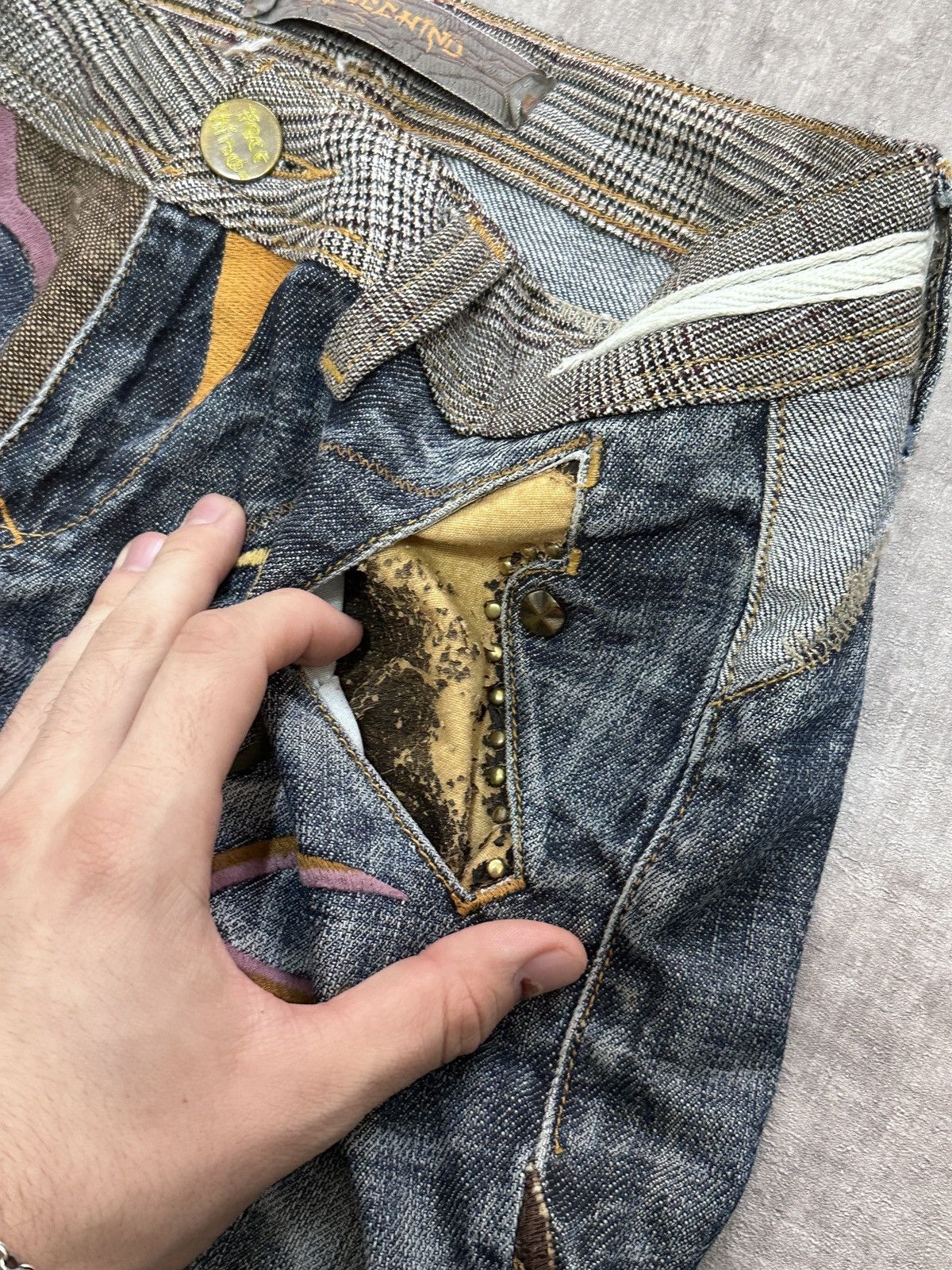 If Six Was Nine Y2K IfSixWasNine Opium LGB style Facchino Embroidered Jeans Size US 29 - 5 Thumbnail