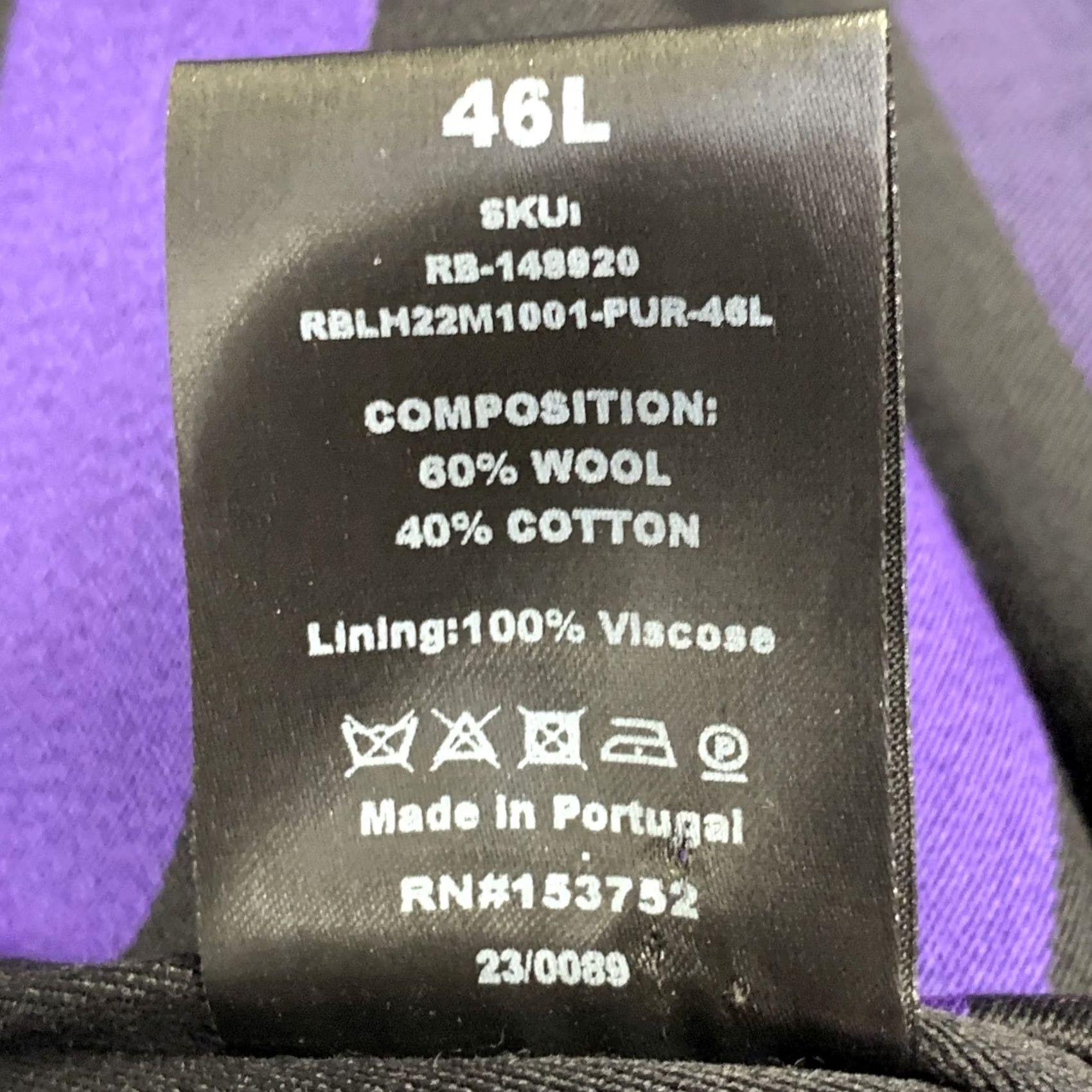 Rowing Blazers ROWING BLAZERS Sport Coat 46 Long Black Purple Stripe Cotton Wool Notch Lapel Mens Size 46R - 7 Thumbnail