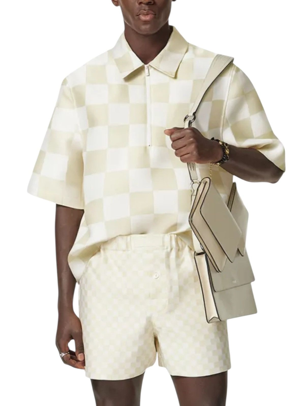 Versace Versace Checkered Duchess Fabric Zip Polo Size US L / EU 52-54 / 3 - 3 Thumbnail