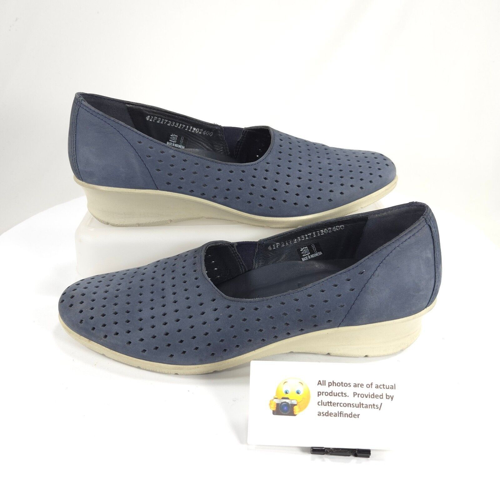 Ecco Ecco Leather Wedge Slip On Ballet Flat Womens Size 10.5 Blue Size US 10.5 / IT 40.5 - 5 Thumbnail