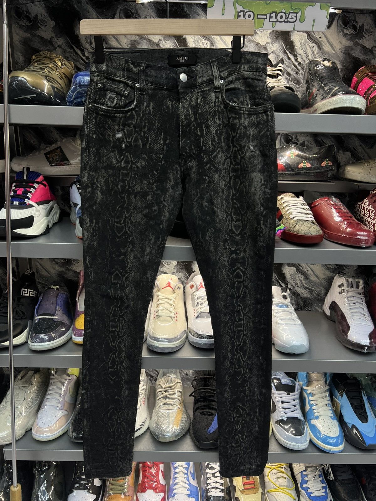 Amiri Amiri Skinny Fit Distressed Snake Print Jeans Size US 29 - 1 Thumbnail