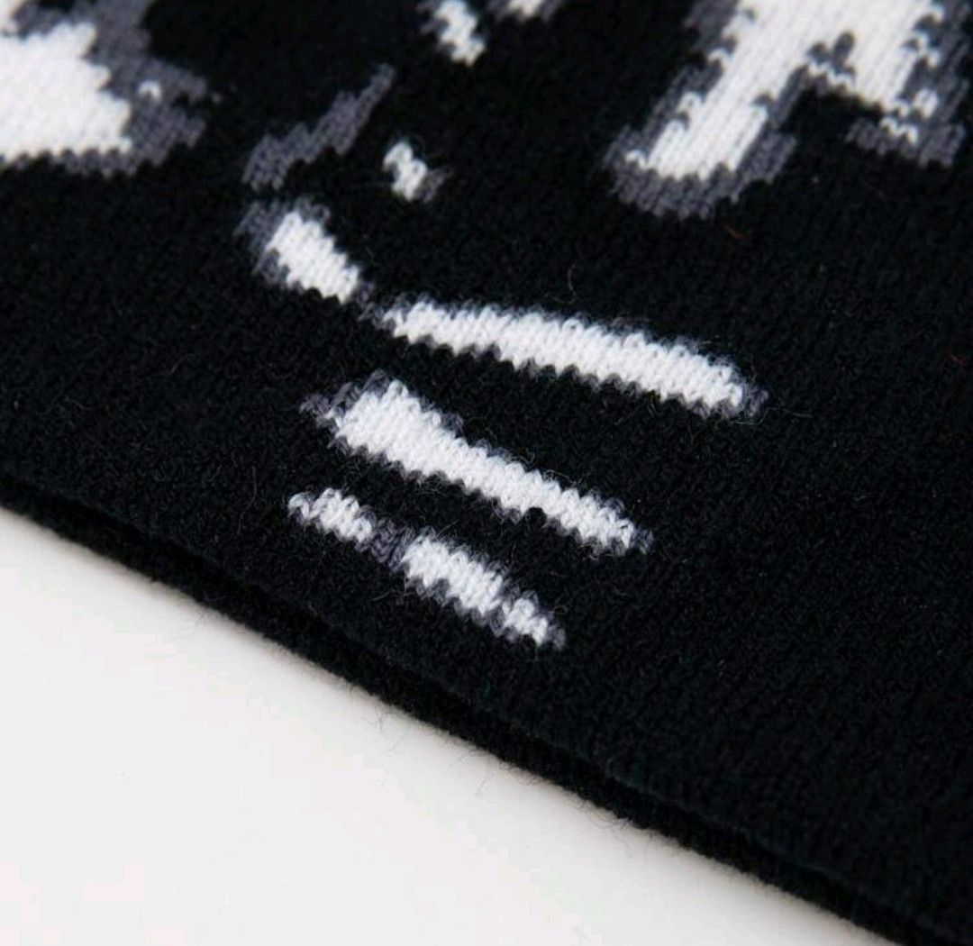 Vintage Unisex small medium Jacquard Knit Hat with Soul Pattern Size ONE SIZE - 2 Thumbnail