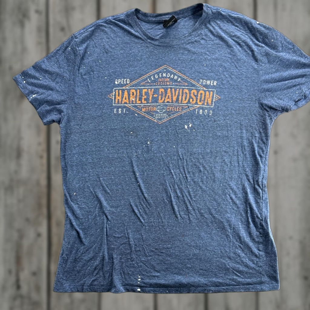 Harley Davidson VINTAGE Harley-Davidson Shirt Mens Blue Diamondback Rattlesnake Oklahoma Graphic Flag XL Blue Crew Neck Short Sleeve Size US XL / EU 56 / 4 - 1 Thumbnail