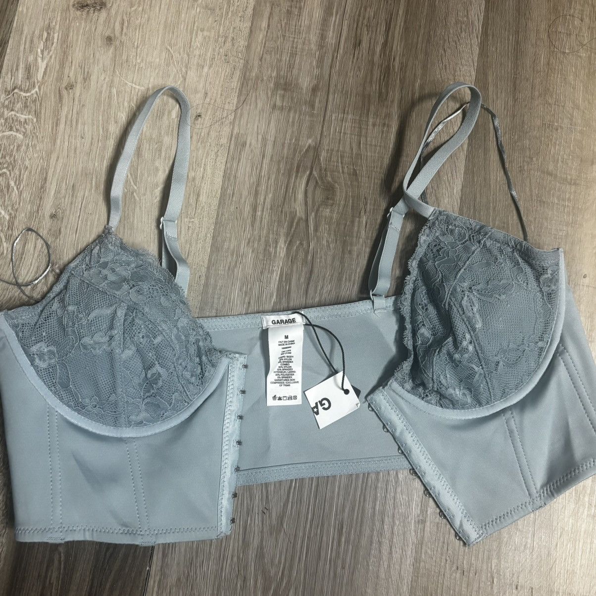 Garage Garage Bustier Womens PS Medium Seafoam Combo Lace Bra Clasp Size M / US 6-8 / IT 42-44 - 5 Thumbnail