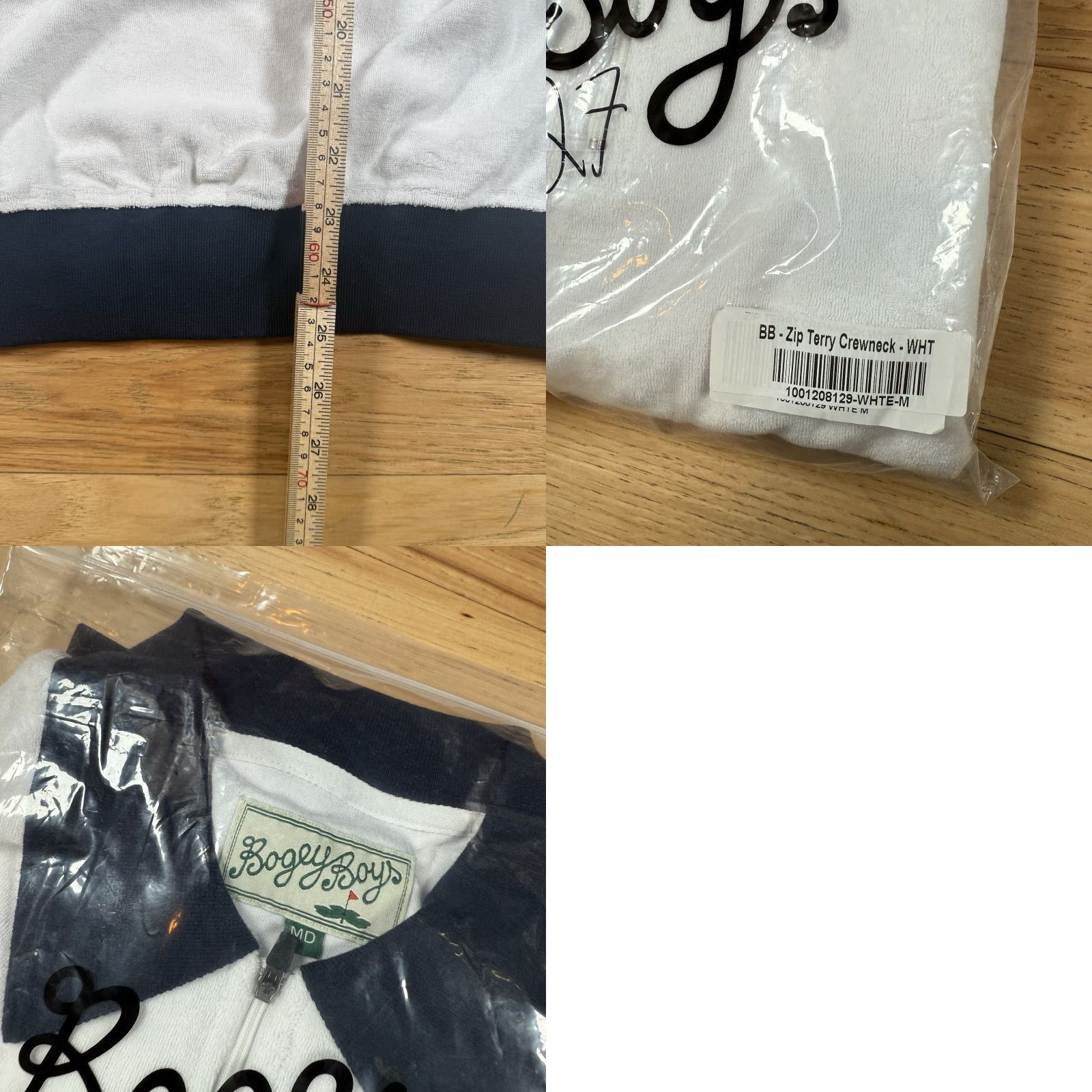 Vintage VINTAGE BoGey Boys Quarter Zip Terrycloth Polo Sweater Mens M White Navy NWOT Size US M / EU 48-50 / 2 - 8 Thumbnail