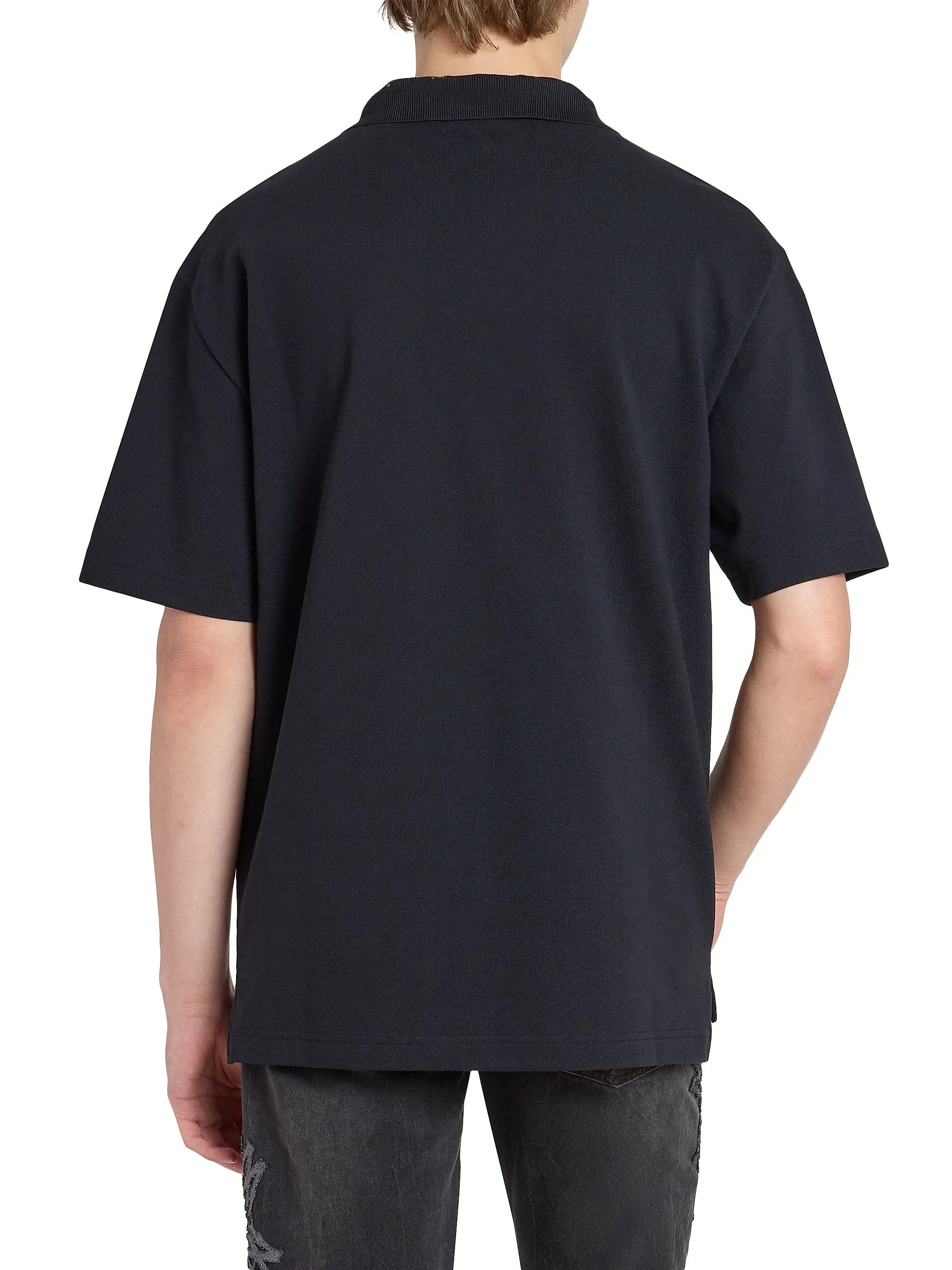 Amiri os11x0526 Embroidered Floral Collar Polo Shirt in Black Size US M / EU 48-50 / 2 - 5 Thumbnail