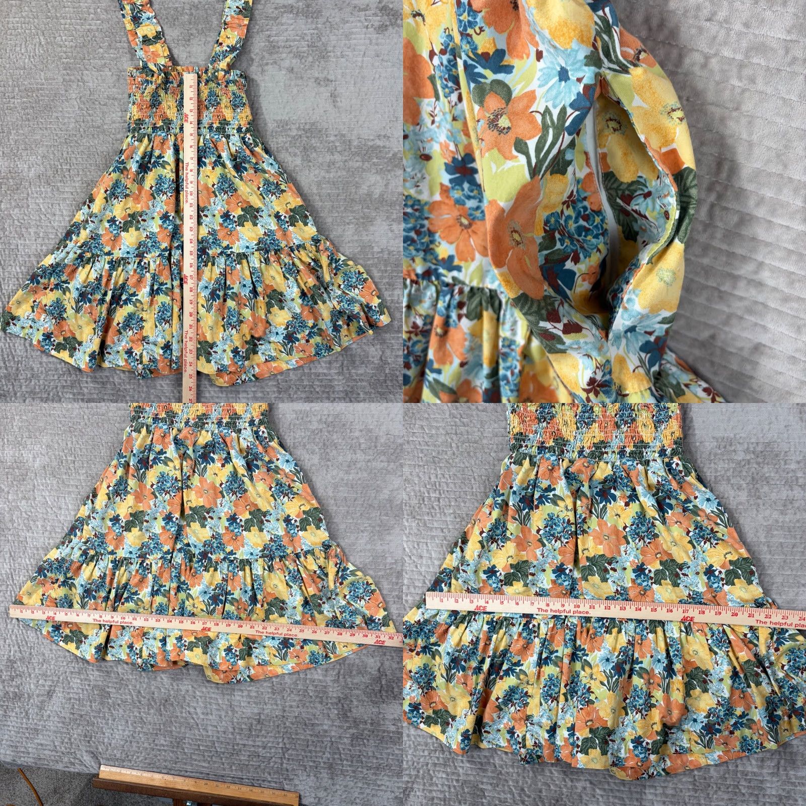 Abercrombie & Fitch VINTAGE Abercrombie & Fitch Floral Smocked Mini Dress Yellow Orange Blue Ruffle Size MT Size M / US 6-8 / IT 42-44 - 8 Thumbnail