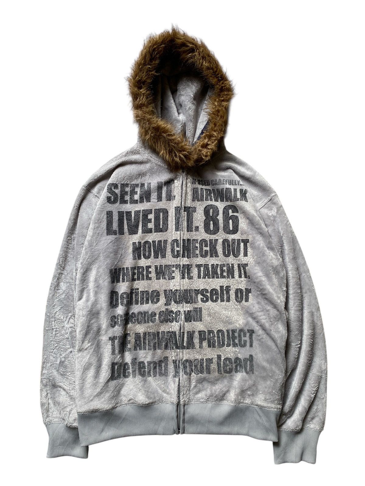 Japanese Brand Airwalk Poem Design Fleece Fur Hoodie Size US M / EU 48-50 / 2 - 1 Thumbnail