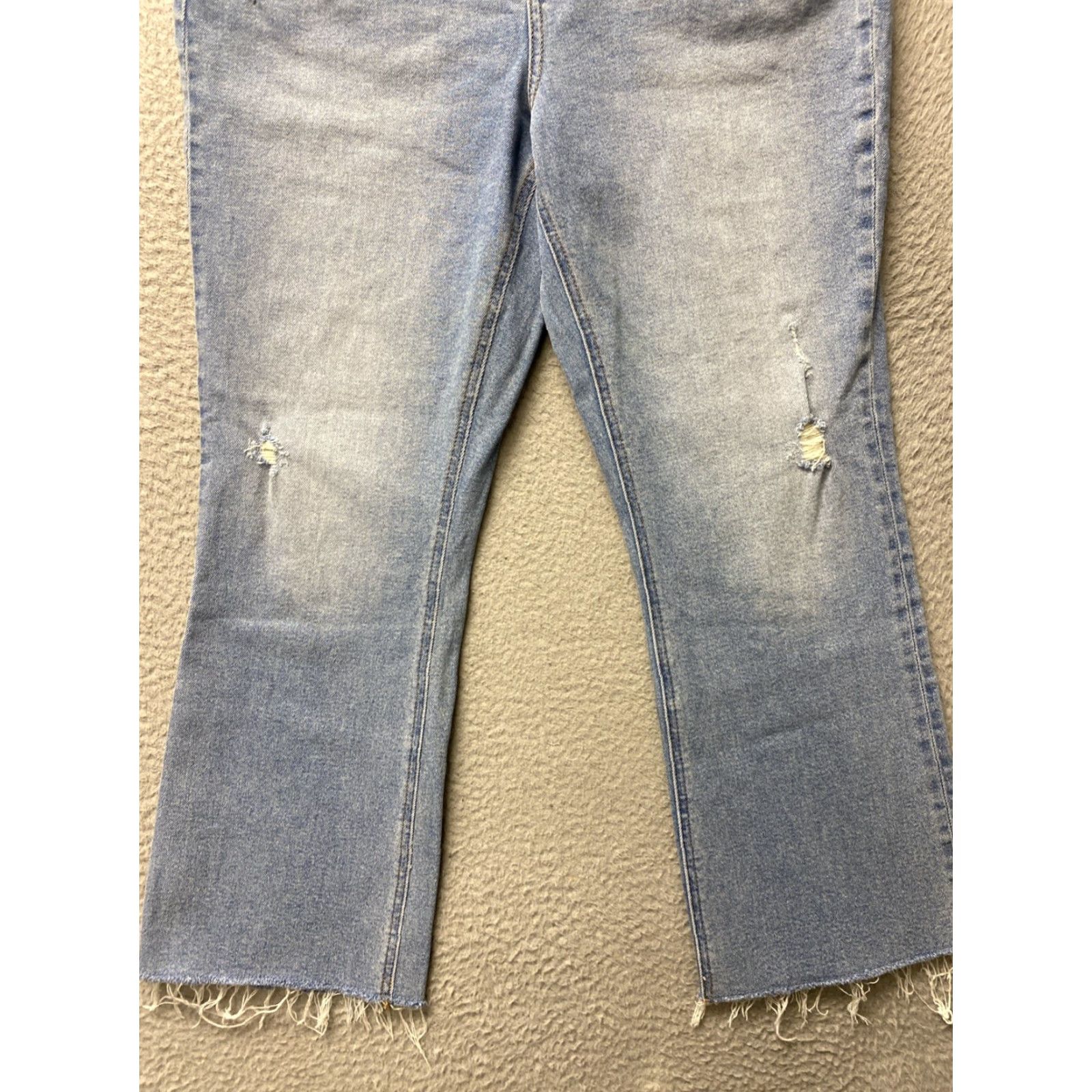 J.Crew J.Crew Jeans Women’s 29x25 Flare High Rise Blue Denim Slimming Button Zip Raw Hem Regular Size 29" - 3 Thumbnail