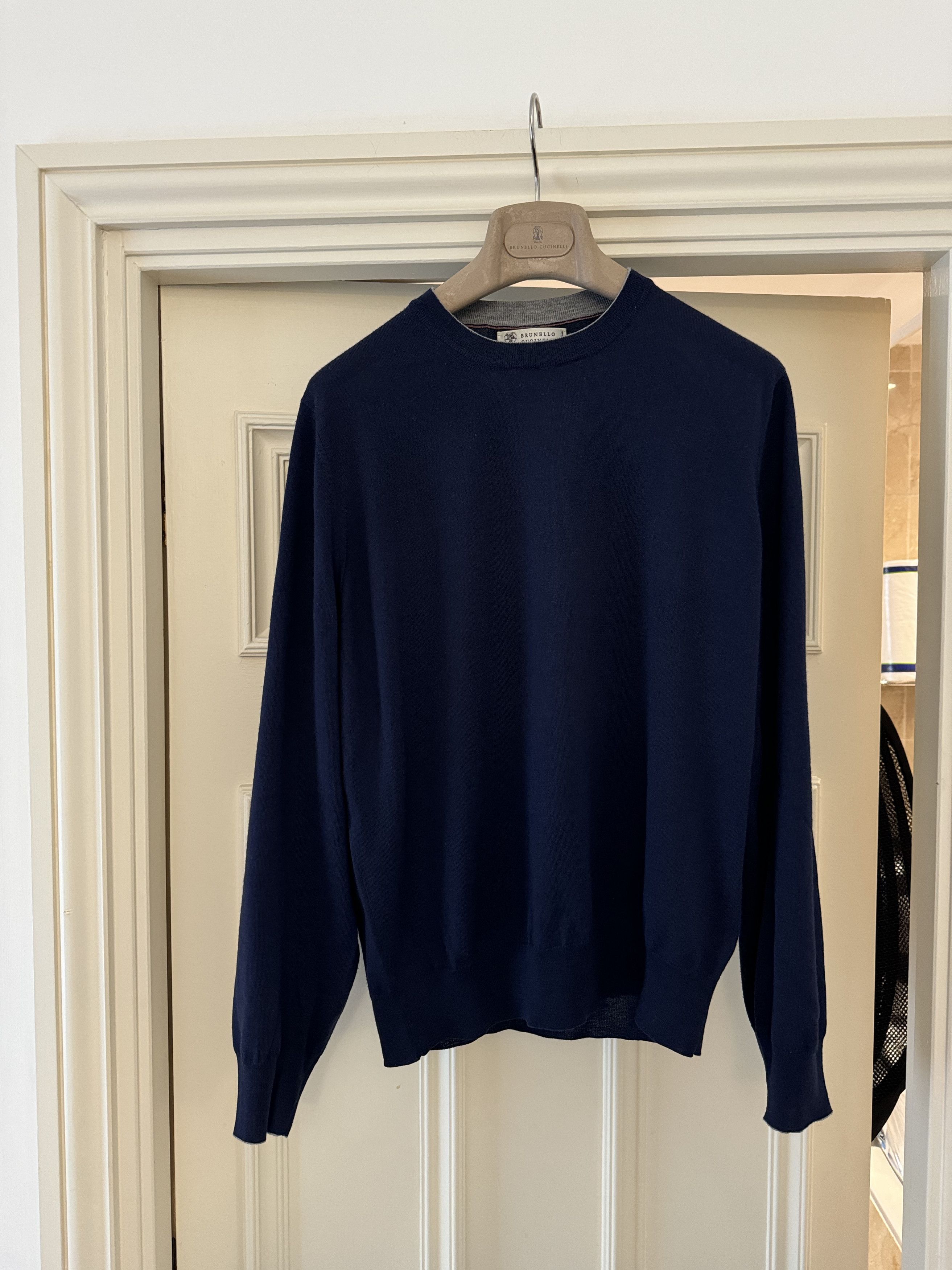 Brunello Cucinelli Cashmere Wool leather elbow patch classic pullover Size US M / EU 48-50 / 2 - 1 Thumbnail