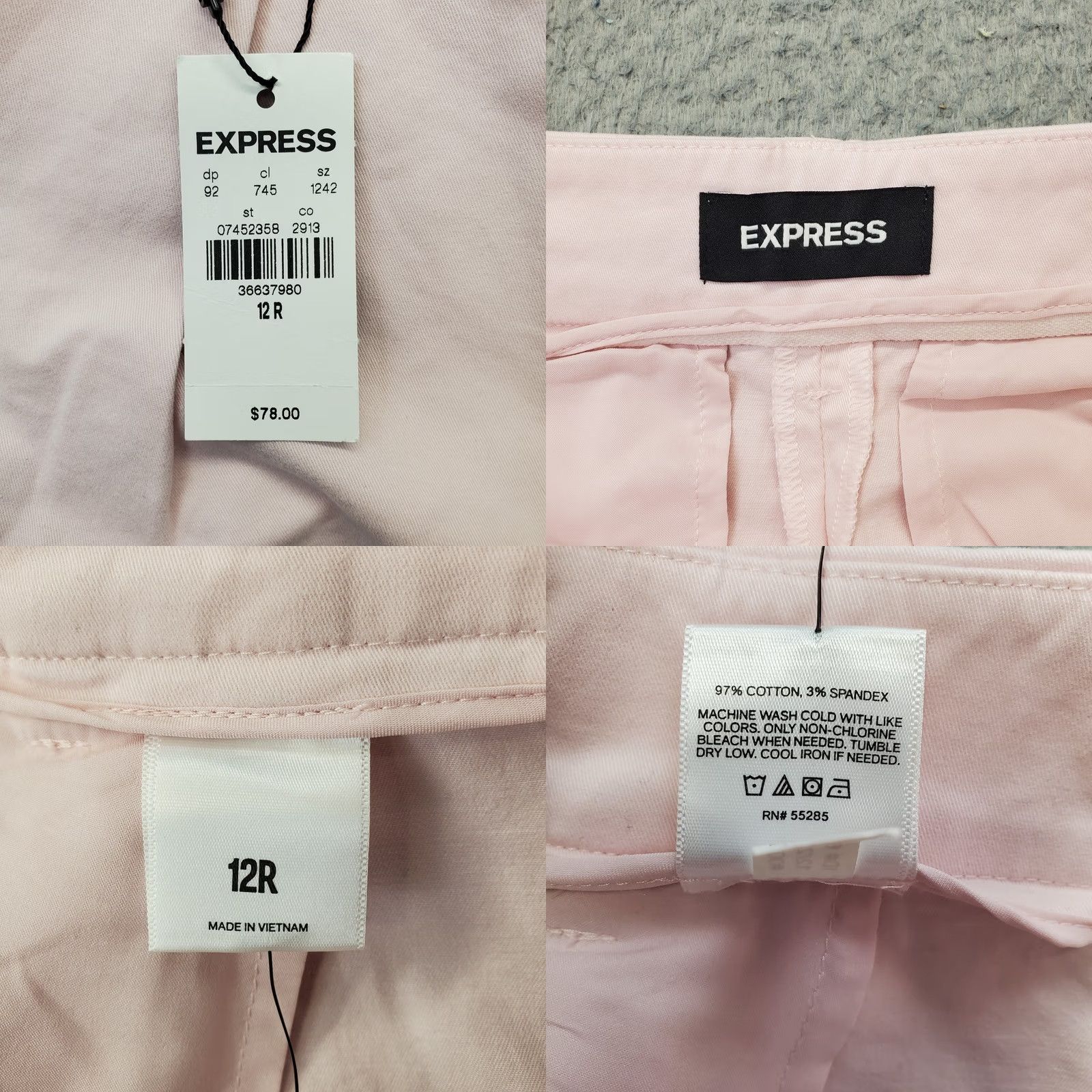Express Express Ankle Pants Womens 12R Pink Pleated Stretch High Rise Straight Leg - Comfort & Style Size 34" / US 12 / IT 48 - 8 Thumbnail