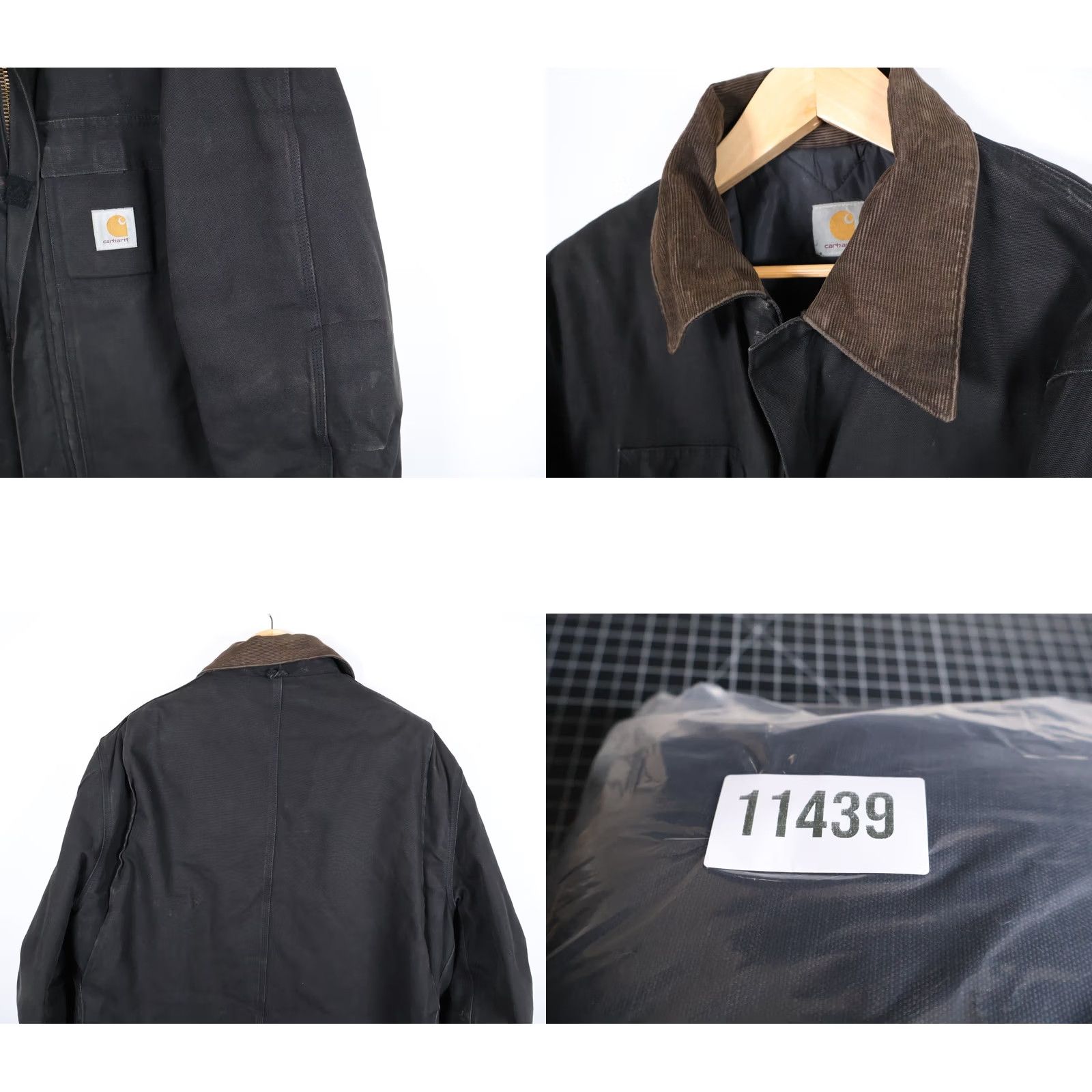 Carhartt VINTAGE Carhartt C26 Jacket Mens XL Black Duck Canvas Corduroy Collar Quilted Lined 90s Grunge Retro Bomber Jacket Full Zip Pockets Workwear Casual Size US XL / EU 56 / 4 - 11 Thumbnail