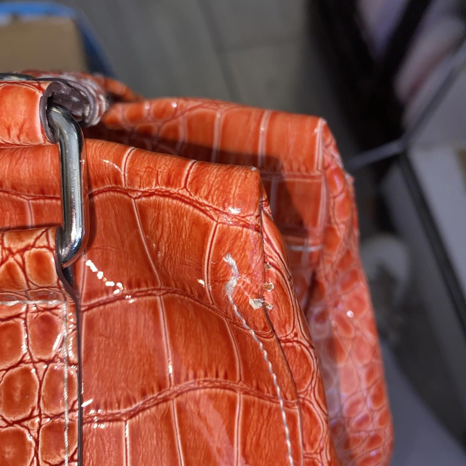 Fratelli Rossetti Rossetti Orange Faux Croc Skin Shoulder Bag Size ONE SIZE - 10 Thumbnail