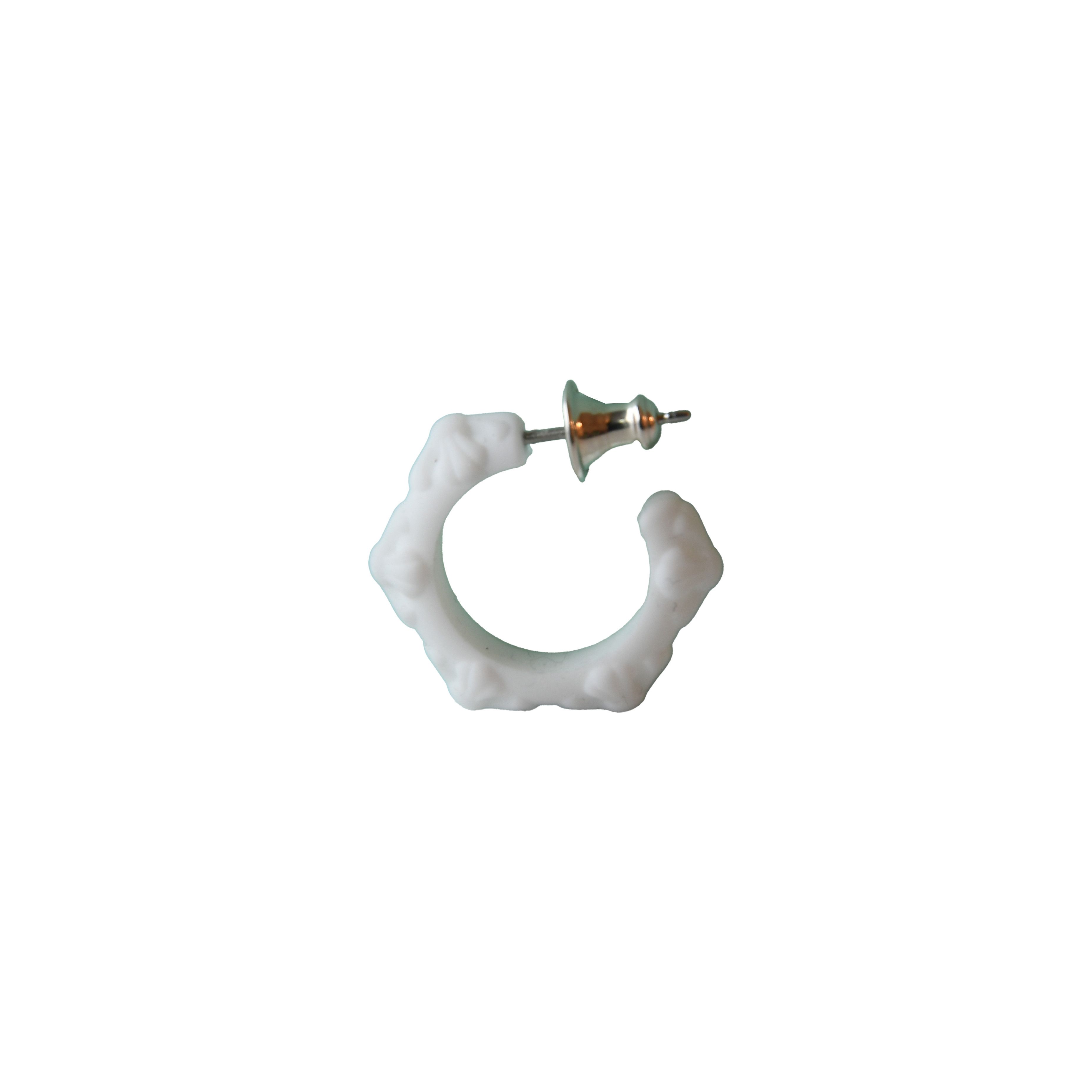Chrome Hearts Chrome Hearts Cross Band Hoop Silicone Earring White Size ONE SIZE - 1 Thumbnail