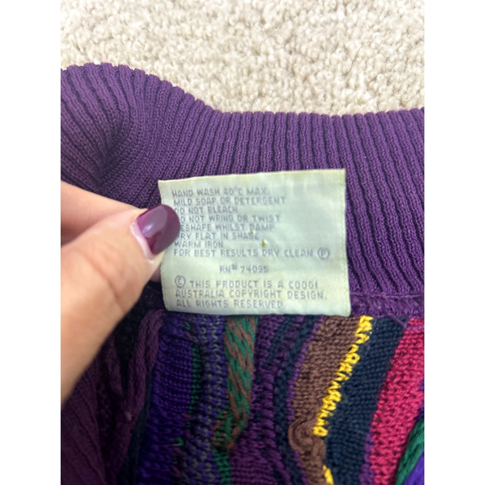 Coogi Rare Coogi Purple Multi Sweater 90's Metal Clasp Nec Size US M / EU 48-50 / 2 - 11 Thumbnail