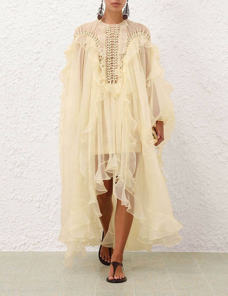 Zimmermann oc11z0226 Balance Braided Billow Dress In Lemon Size S / US 4 / IT 40 - 2 Thumbnail