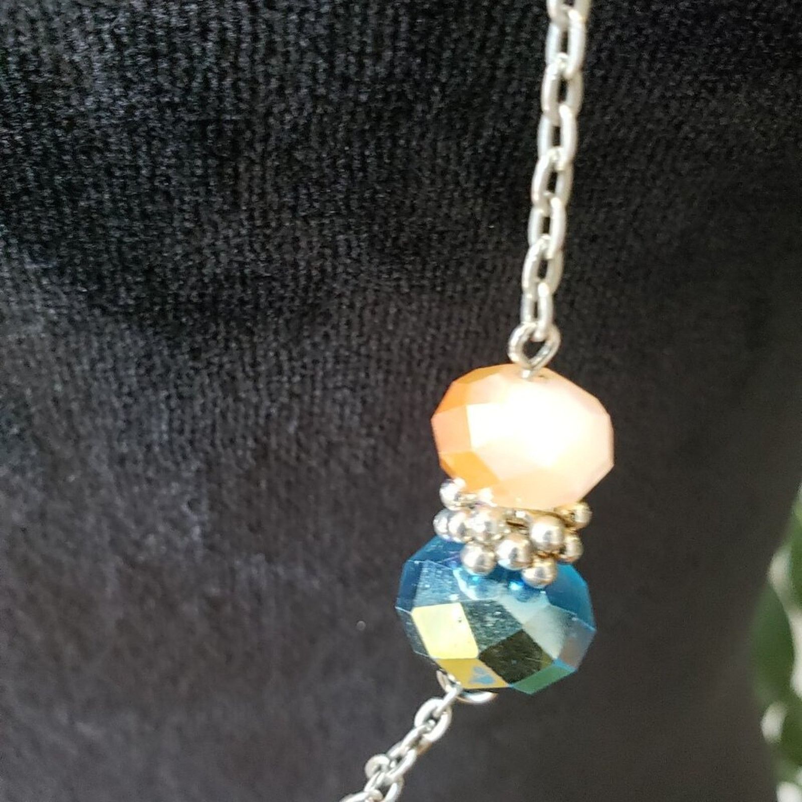 The Unbranded Brand Clear & Blue Crystal Beads Silver Tone Chain Long Necklace Size ONE SIZE - 3 Thumbnail