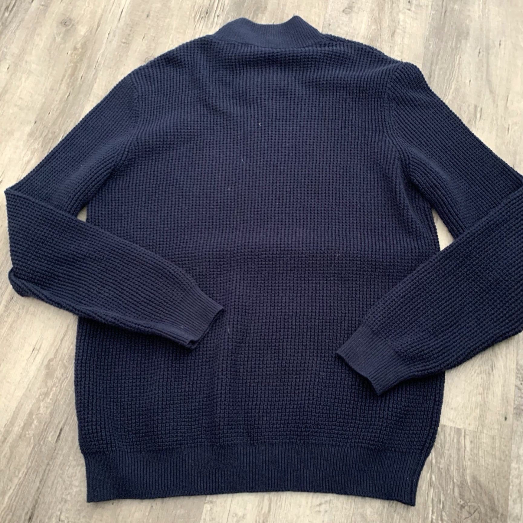 Kenneth Cole KENNETH COLE Sweater Mens XL Blue 1/4 Zip Waffle-Knit Pullover Cotton Acrylic Mock Neck Long Sleeve Casual Classic Foldable? Size US XL / EU 56 / 4 - 5 Thumbnail