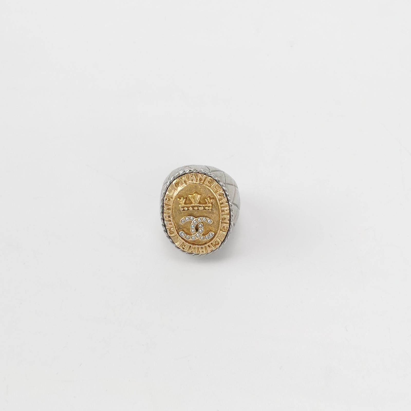 Chanel Chanel Crystal Double C Logo Ring Size 13 -z2505 Size ONE SIZE - 2 Thumbnail