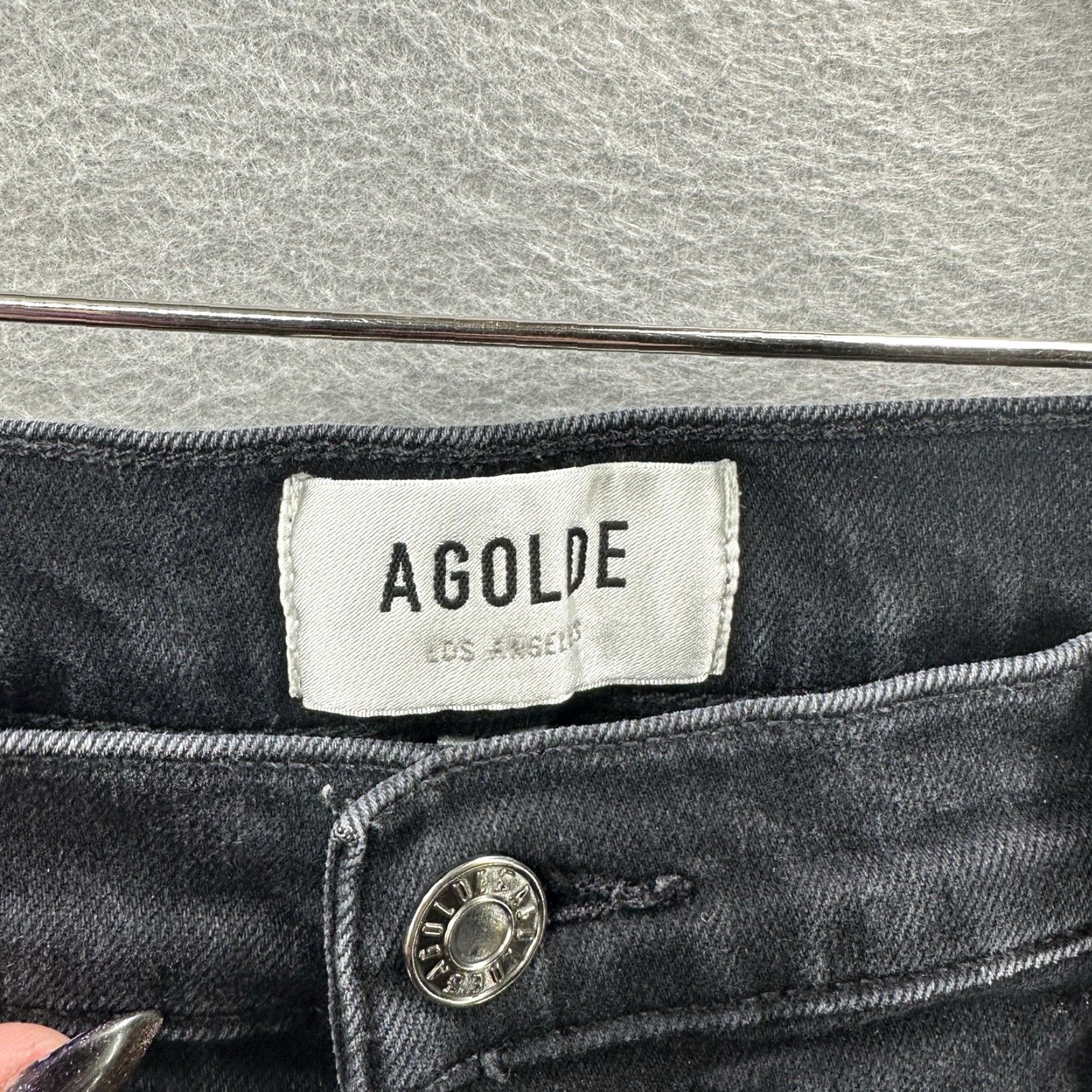Agolde AGOLDE Jeans Womens 31 Black Nico Straight Leg High Rise Dark Wash Denim Quiet Shirt Jeans Women 31 Black 90s Size 24" / US 00 / IT 34 - 7 Thumbnail