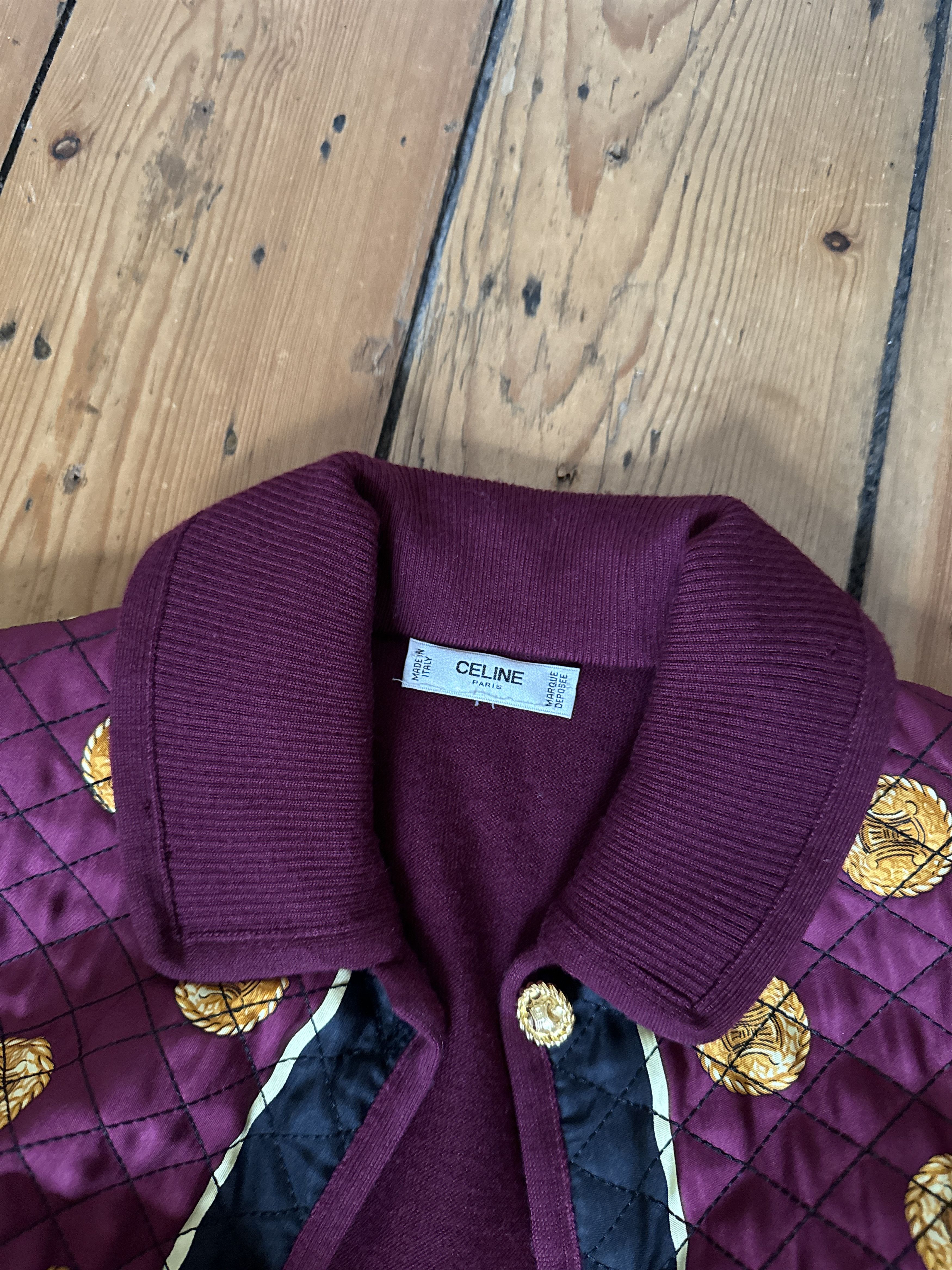 Celine Vintage Burgundy Wool-Silk Baroque Print Jacket Size M / US 6-8 / IT 42-44 - 6 Thumbnail