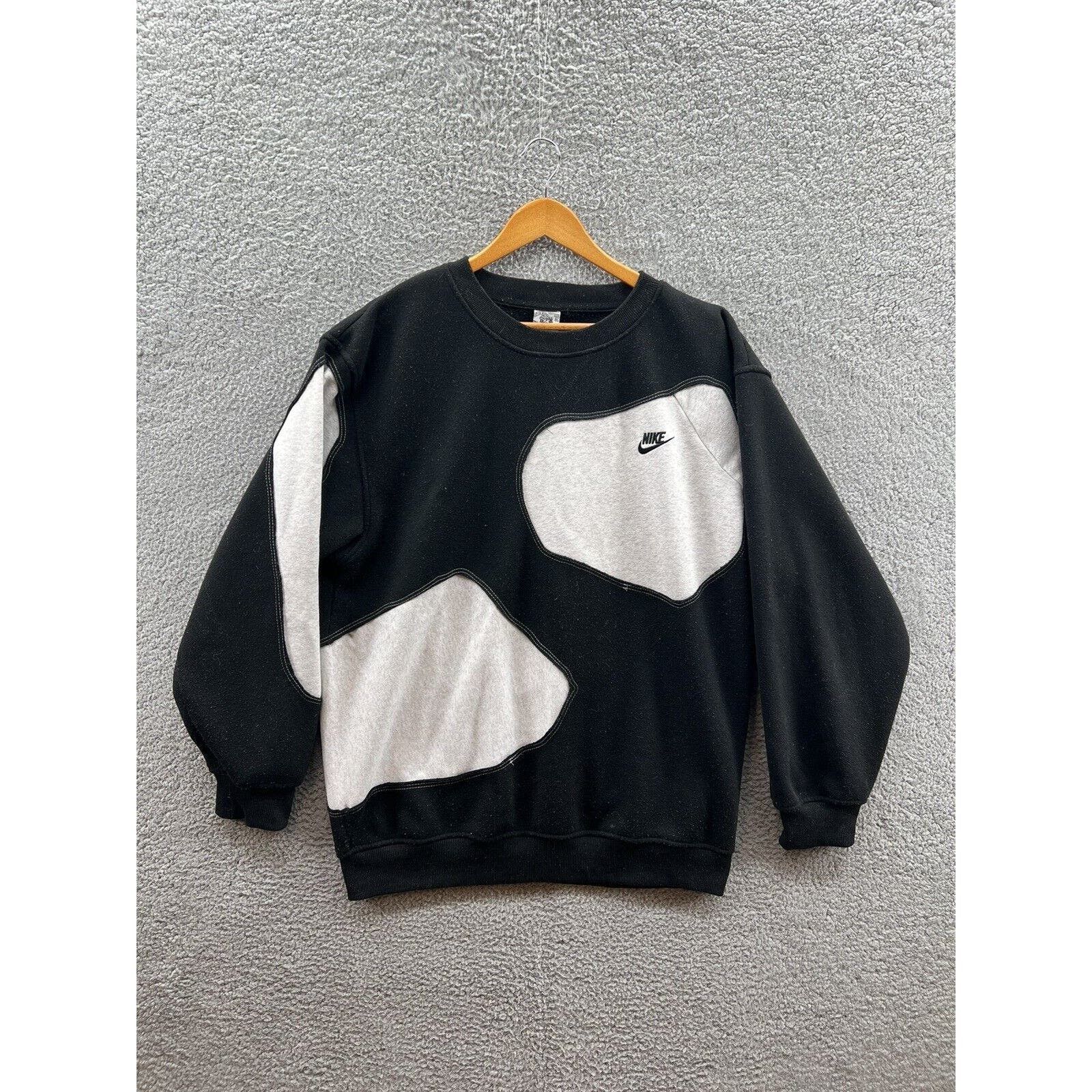 image of Defective Garments Black Gray Nike Crewneck Sweatshirt Size Xl, Men's