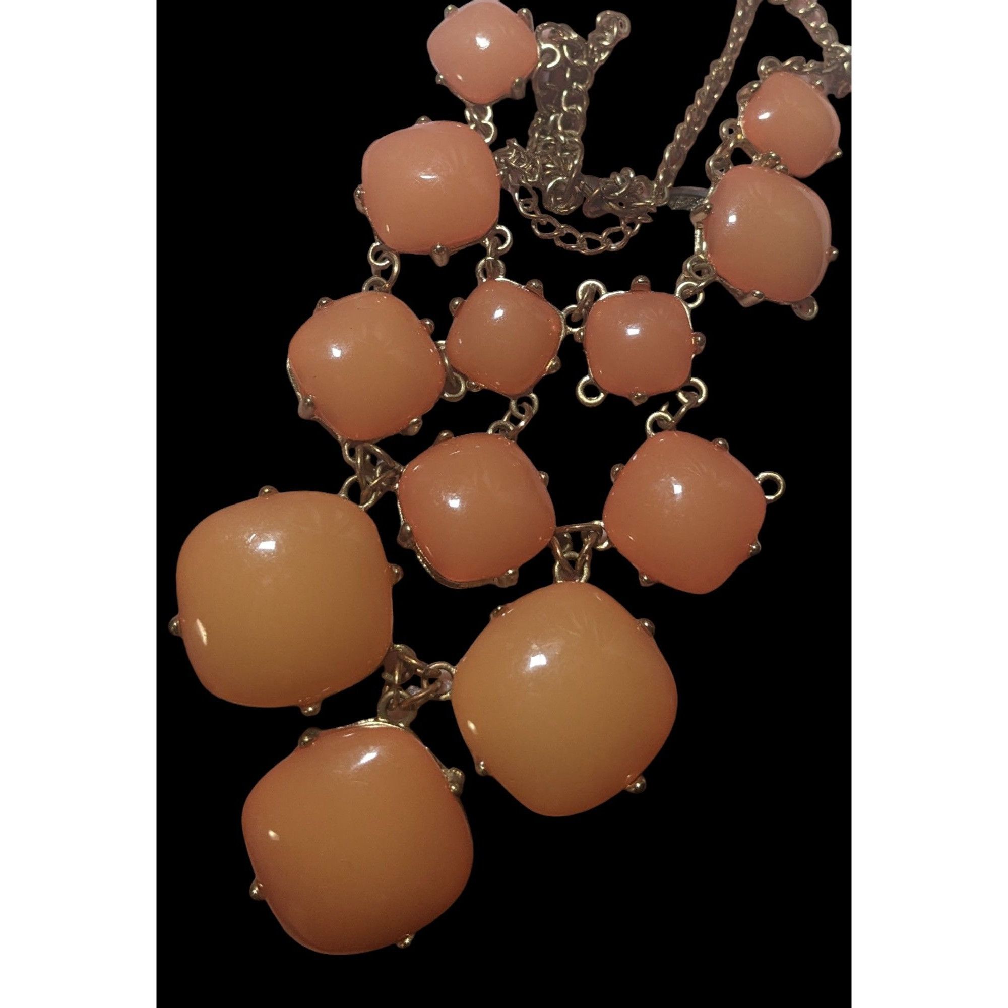 Other Peach Bubble Bib Statement Necklace With Gold Chain Size ONE SIZE - 4 Thumbnail