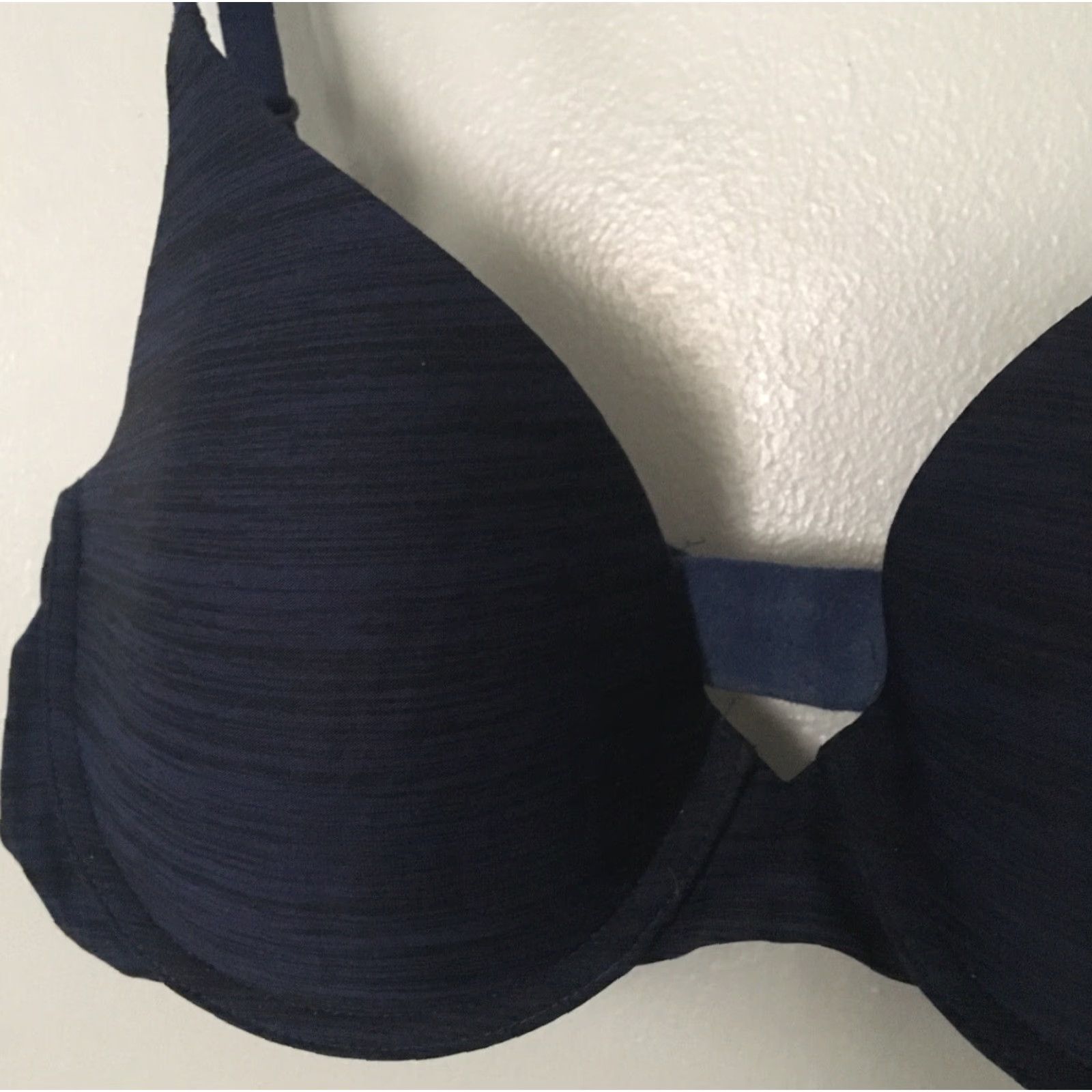 Victoria's Secret Victoria’s Secret Uplift Semi Demi Bra 34C Navy Blue Heathered Satin Underwired Push Up Band 34 C Womens Size ONE SIZE - 2 Thumbnail