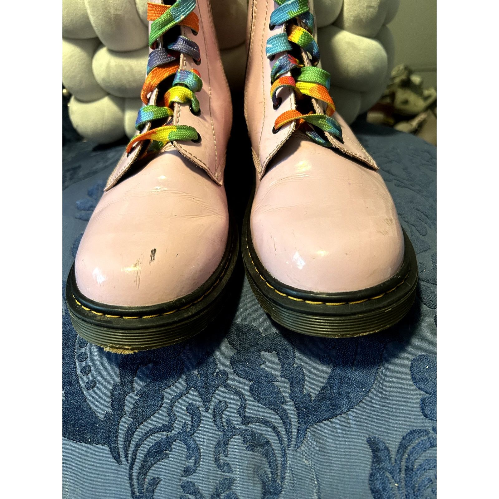 Dr. Martens Dr Martens Pink Patent Leather Rainbow Laces size 7/EU 38 Size US 7 / IT 37 - 10 Thumbnail