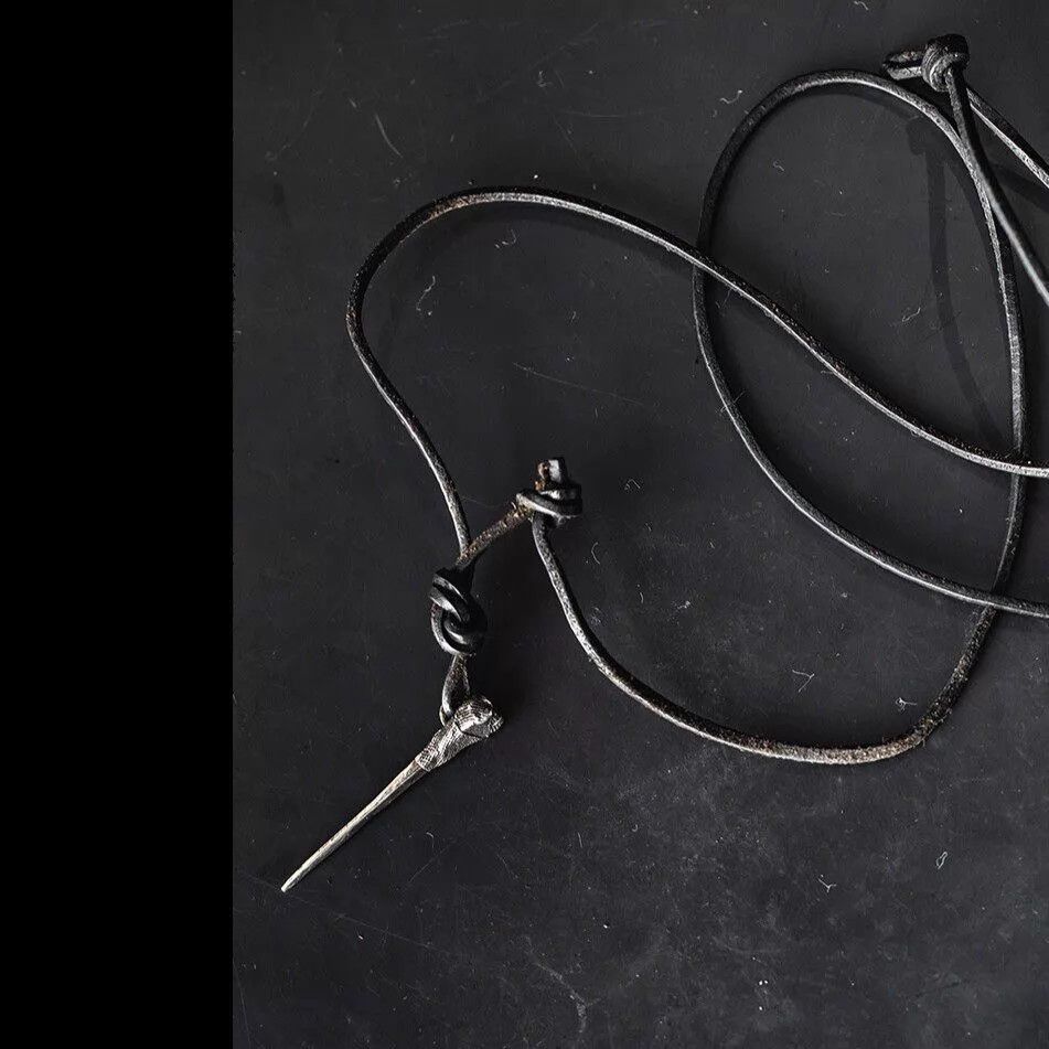 DETAJ Detaj SilverBlack Silver Needle Cowhide Necklace OS Size ONE SIZE - 1 Thumbnail