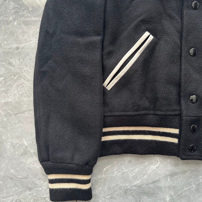 Saint Laurent 13FW Black White Varsity Jacket-