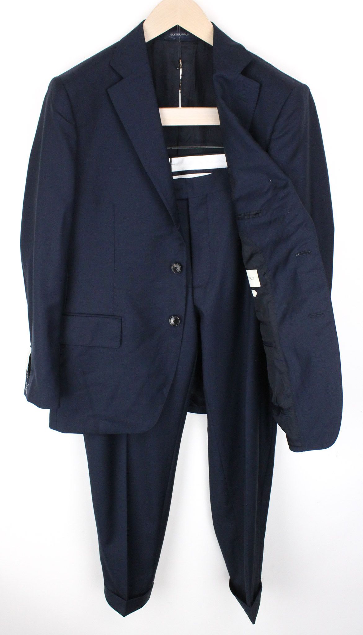 image of Suitsupply Lazio Uk42S Slim Blue Wool Suit 68736, Men's