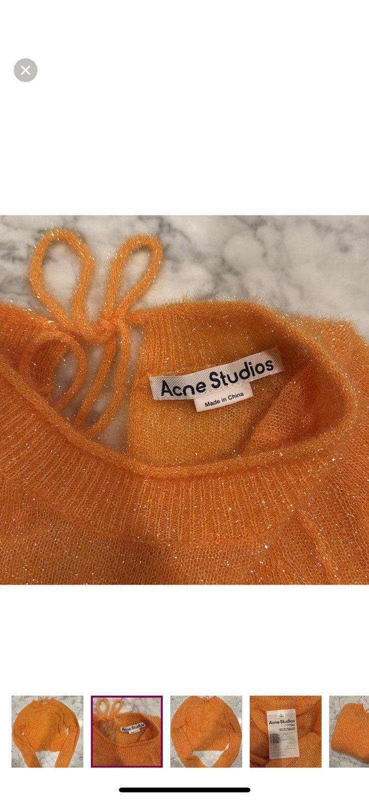 Acne Studios Acne Studios Orange Kalexis Metallic Sweater Size S / US 4 / IT 40 - 2 Thumbnail