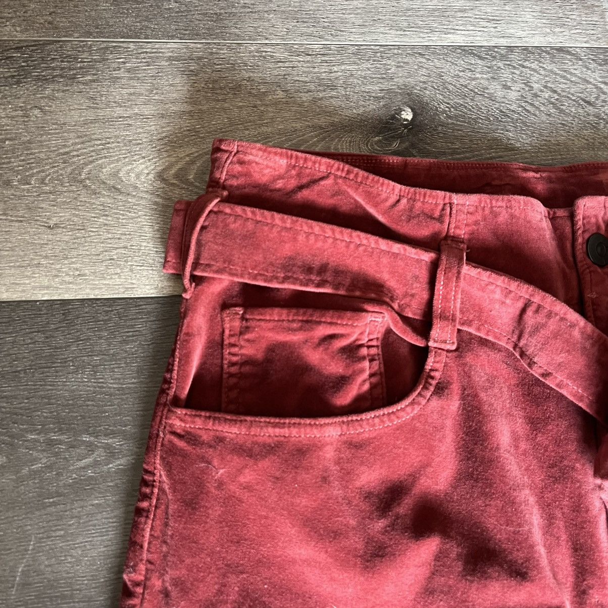 3x1 3x1 Crimson Kelly Velvet Paperbag Tie Belt Wide Leg Jeans Size 30" / US 8 / IT 44 - 6 Thumbnail