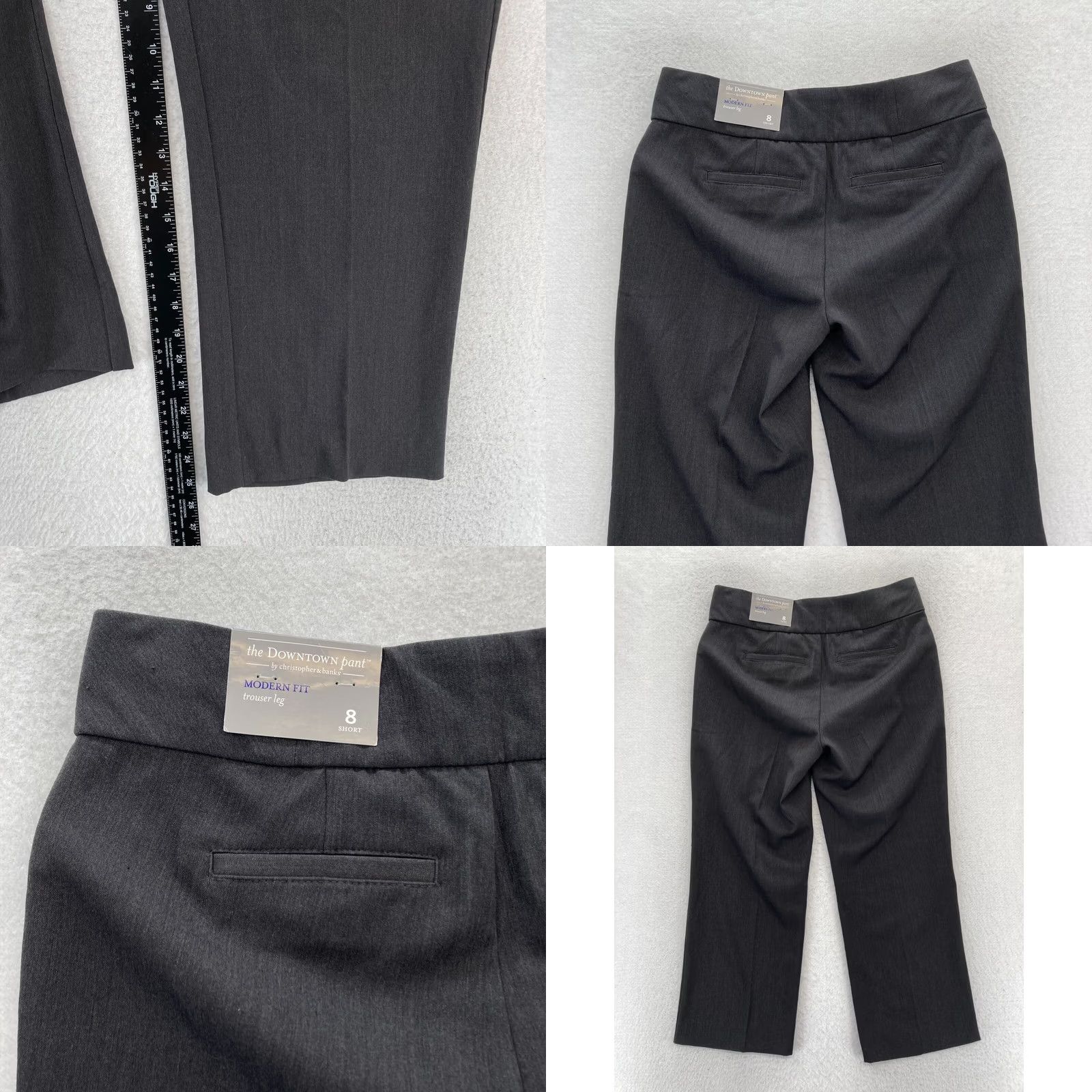 Vintage Christopher Banks Downtown Pant Women's 8 Short Gray Modern Fit Trouser Leg NWT Size 30" / US 8 / IT 44 - 8 Thumbnail