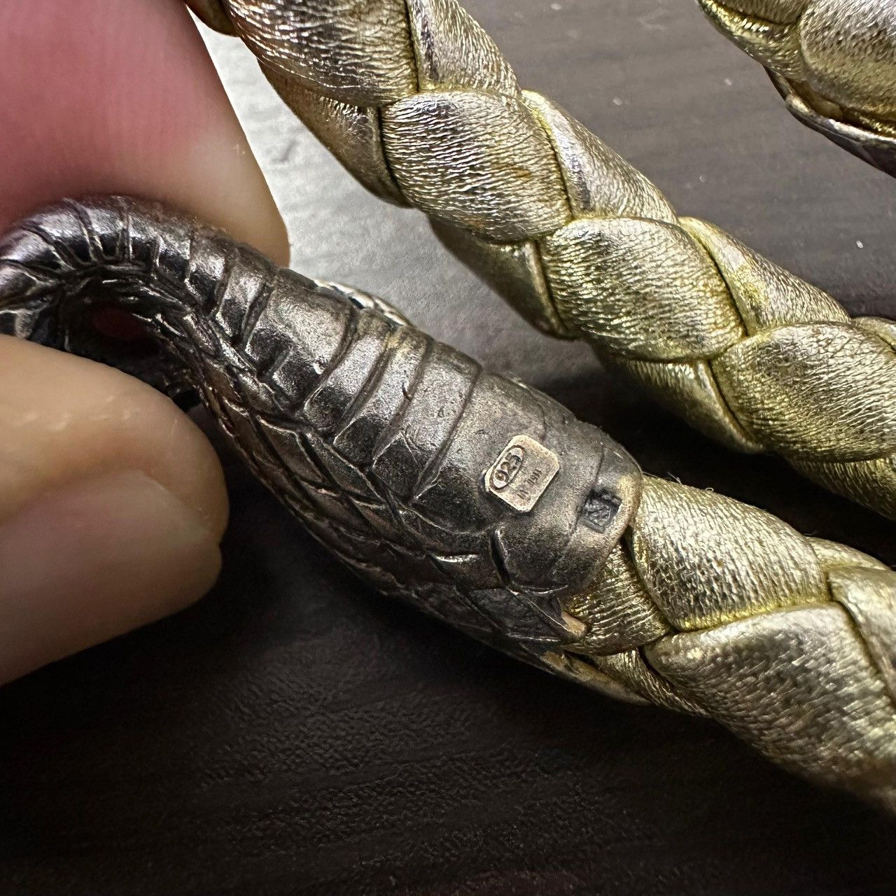 Bottega Veneta Bottega Veneta Vintage Snake Bracelet 925 Silver Leather Size ONE SIZE - 9 Thumbnail