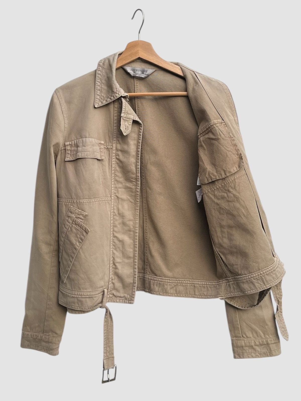 Sportmax Sportmax Cotton Utility Jacket Khaki Made in Italy Size XS / US 0-2 / IT 36-38 - 3 Thumbnail