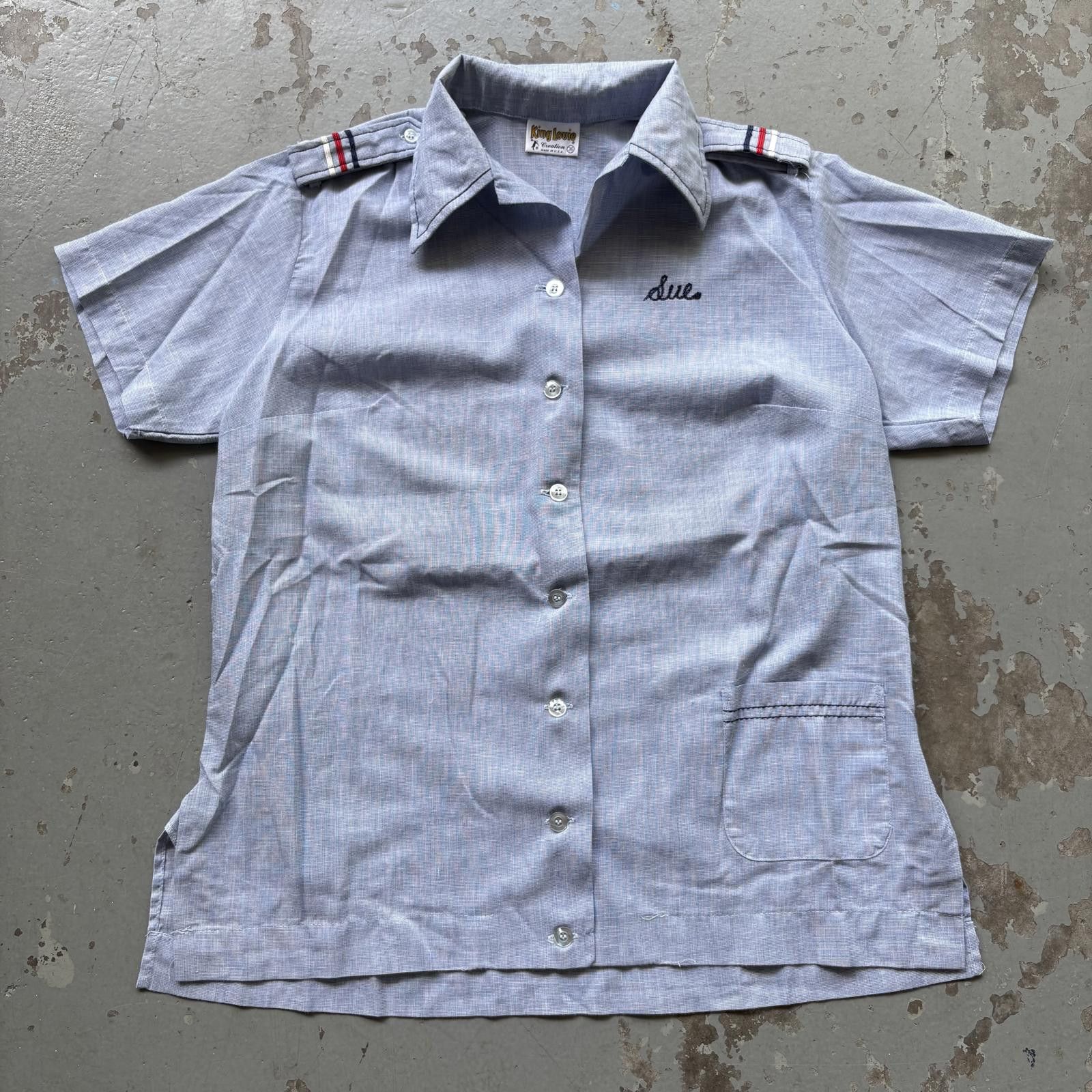Vintage Vintage 70s King Louie Chambray Flock Aviation Bowling Shirt Size US L / EU 52-54 / 3 - 2 Thumbnail