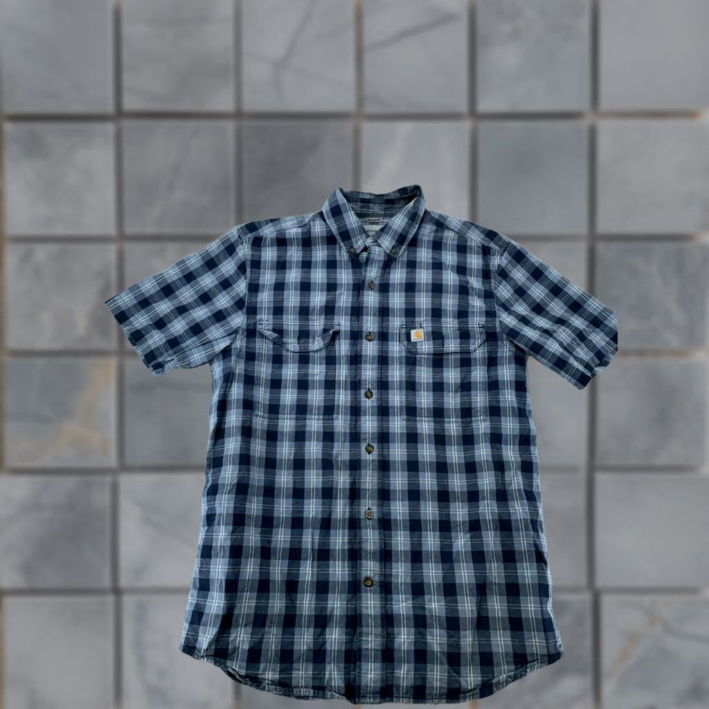 Carhartt Carhartt Shirt Mens Medium Blue Plaid Relaxed Fit Short Sleeve Button Down Work Size US M / EU 48-50 / 2 - 1 Thumbnail