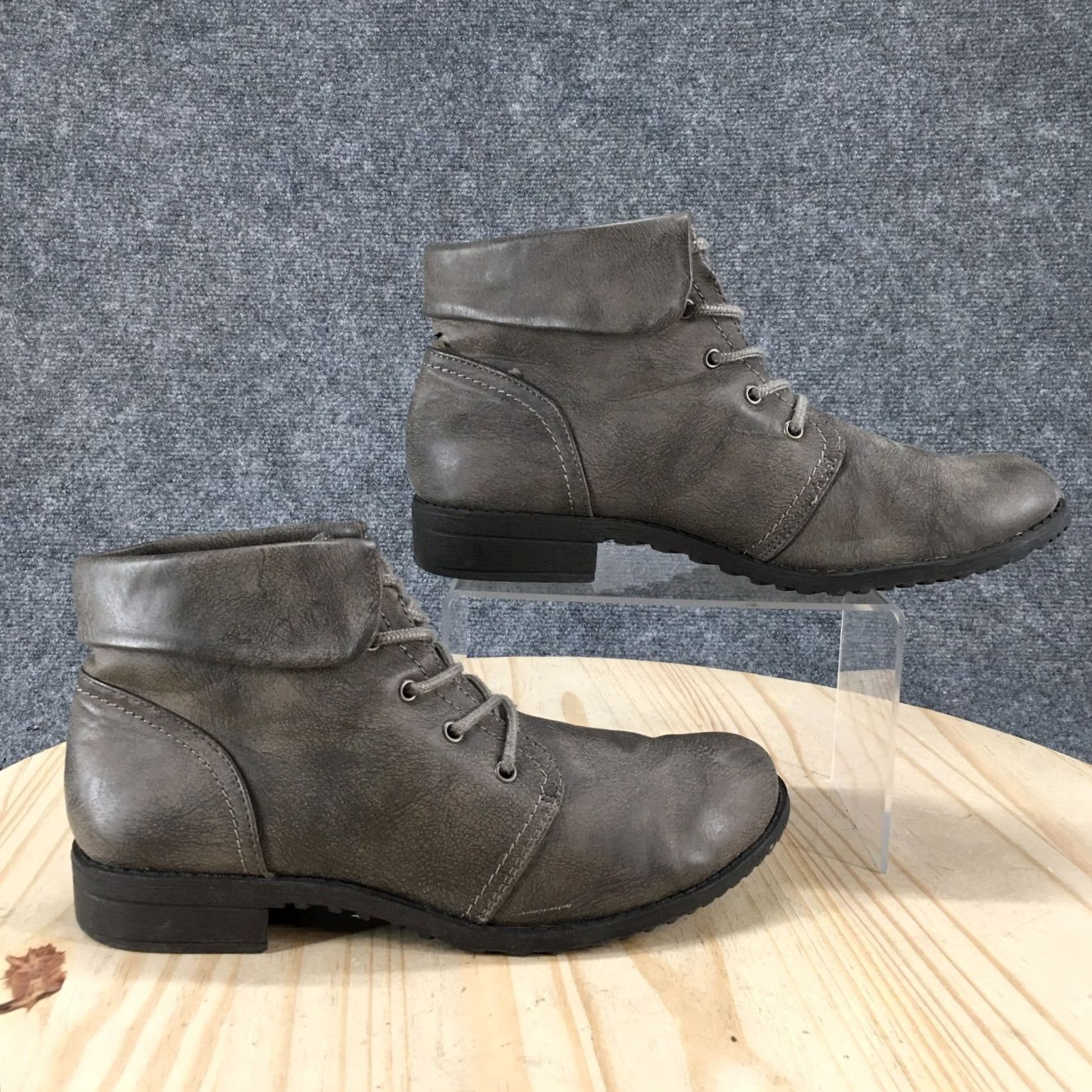 Vintage White Mountain Cliffs Boots Womens 9.5 M Tango Ankle Bootie Gray Faux Leather Casual Comfort Size US 10 / IT 40 - 2 Thumbnail