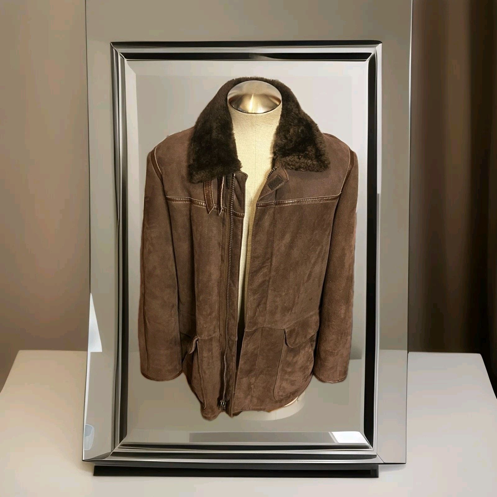 Sawyer of Napa Mens Sawyer Brown Shearling Leather Coat Jacket Size 40 Size US M / EU 48-50 / 2 - 11 Thumbnail