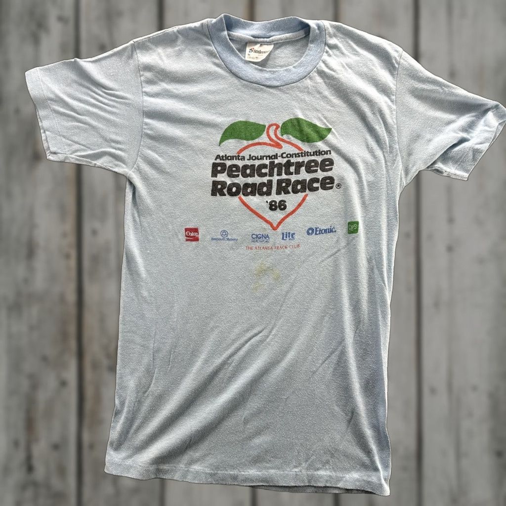 Vintage VINTAGE Peachtree Road Race Shirt Mens Medium Blue 1986 Atlanta Running Graphic Size US M / EU 48-50 / 2 - 1 Thumbnail